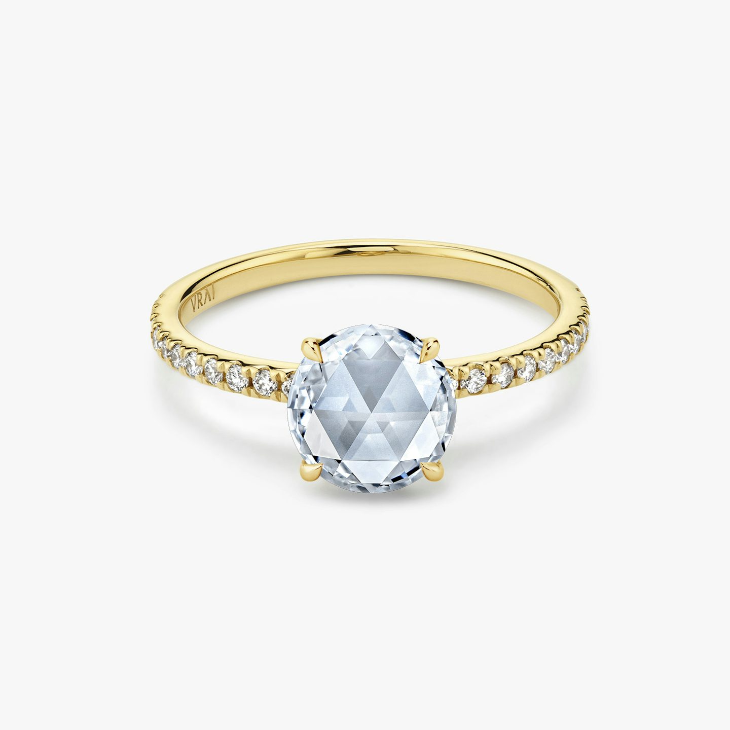 The Signature | Round Rose | 18k | Yellow Gold | bandAccent: Pavé | bandWidth: standard | excludeFromFeed: null | hiddenHalo: no | diamondOrientation: vertical | caratWeight: other