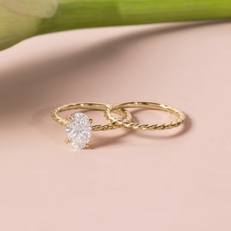 The Classic Rope Round Brilliant Engagement Ring | Plain Band | White Gold