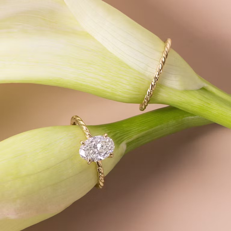 The Classic Rope Round Brilliant Engagement Ring | Plain Band | White Gold