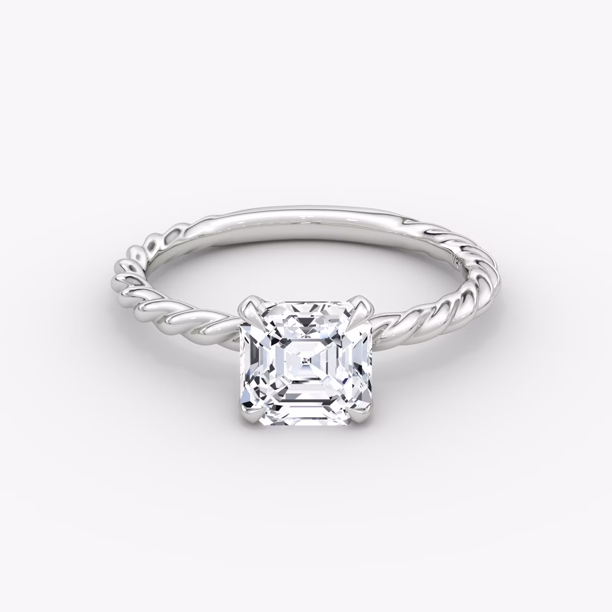 The Classic Rope | Asscher | 18k | White Gold | bandAccent: Plain | diamondOrientation: vertical | caratWeight: other