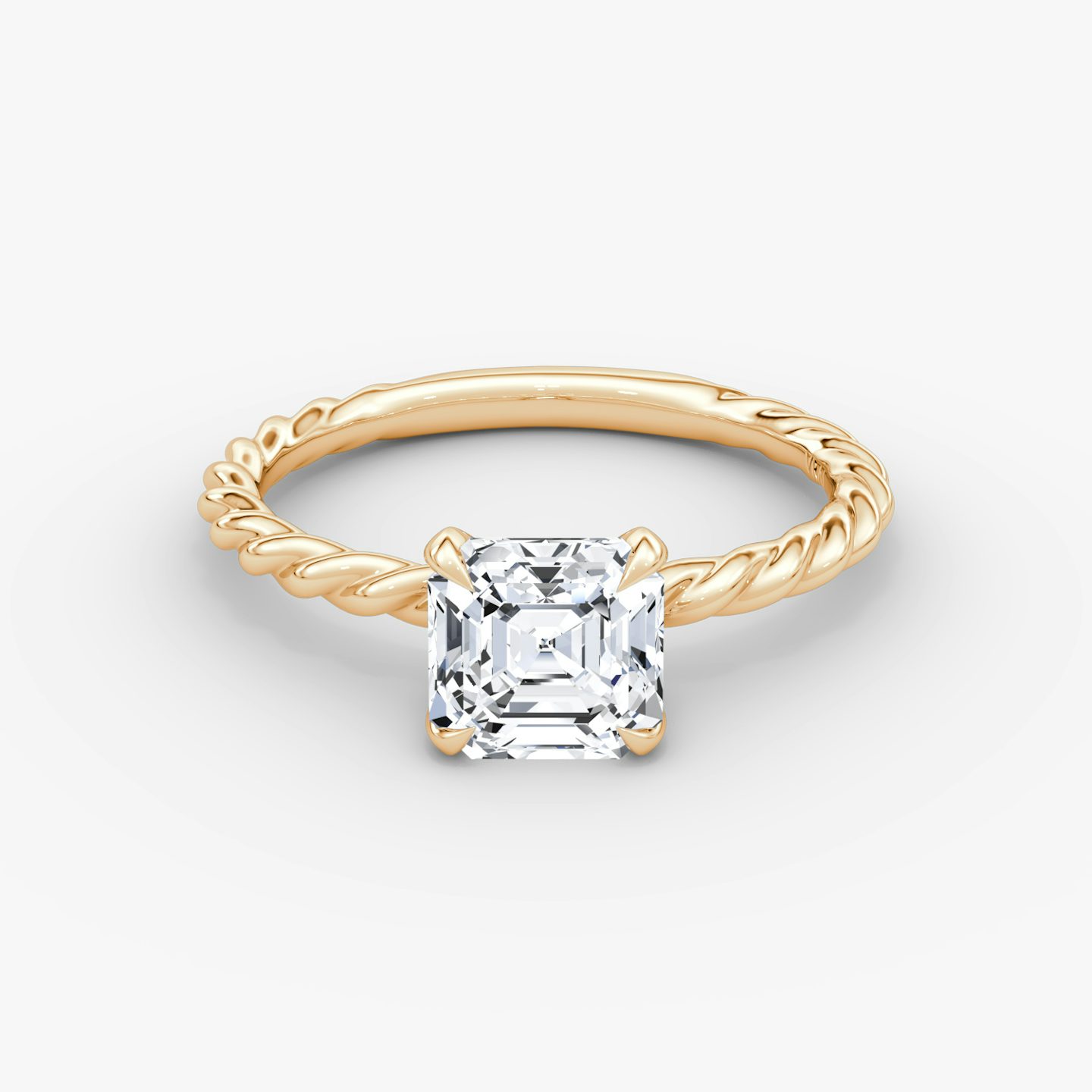 The Classic Rope | Asscher | 14k | Rose Gold | bandAccent: Plain | diamondOrientation: vertical | caratWeight: other