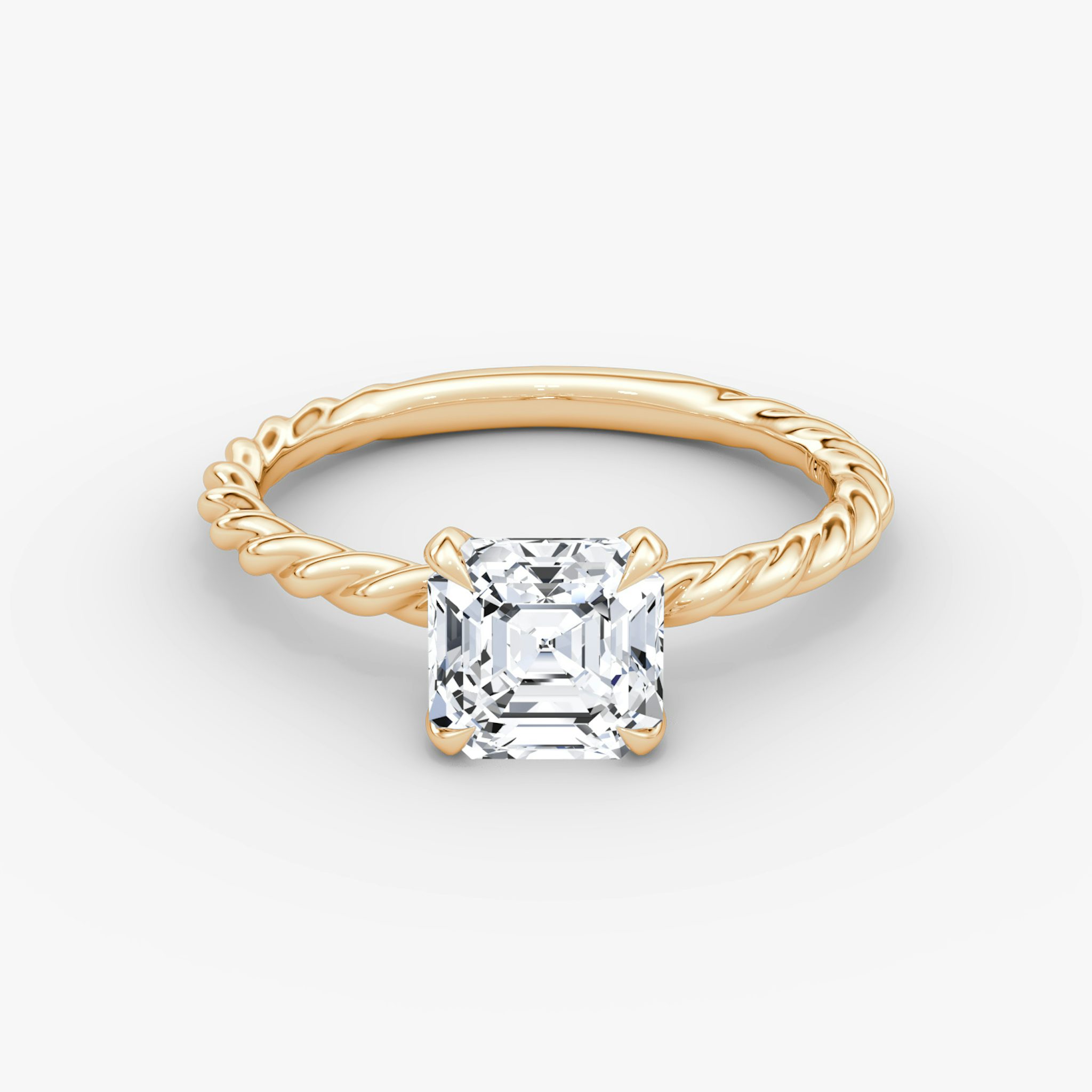 The Classic Rope | Asscher | 14k | Rose Gold | bandAccent: Plain | diamondOrientation: vertical | caratWeight: other