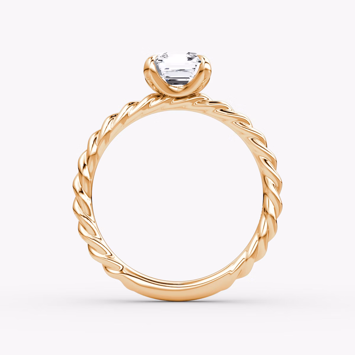 The Classic Rope | Asscher | 14k | Rose Gold | bandAccent: Plain | diamondOrientation: vertical | caratWeight: other
