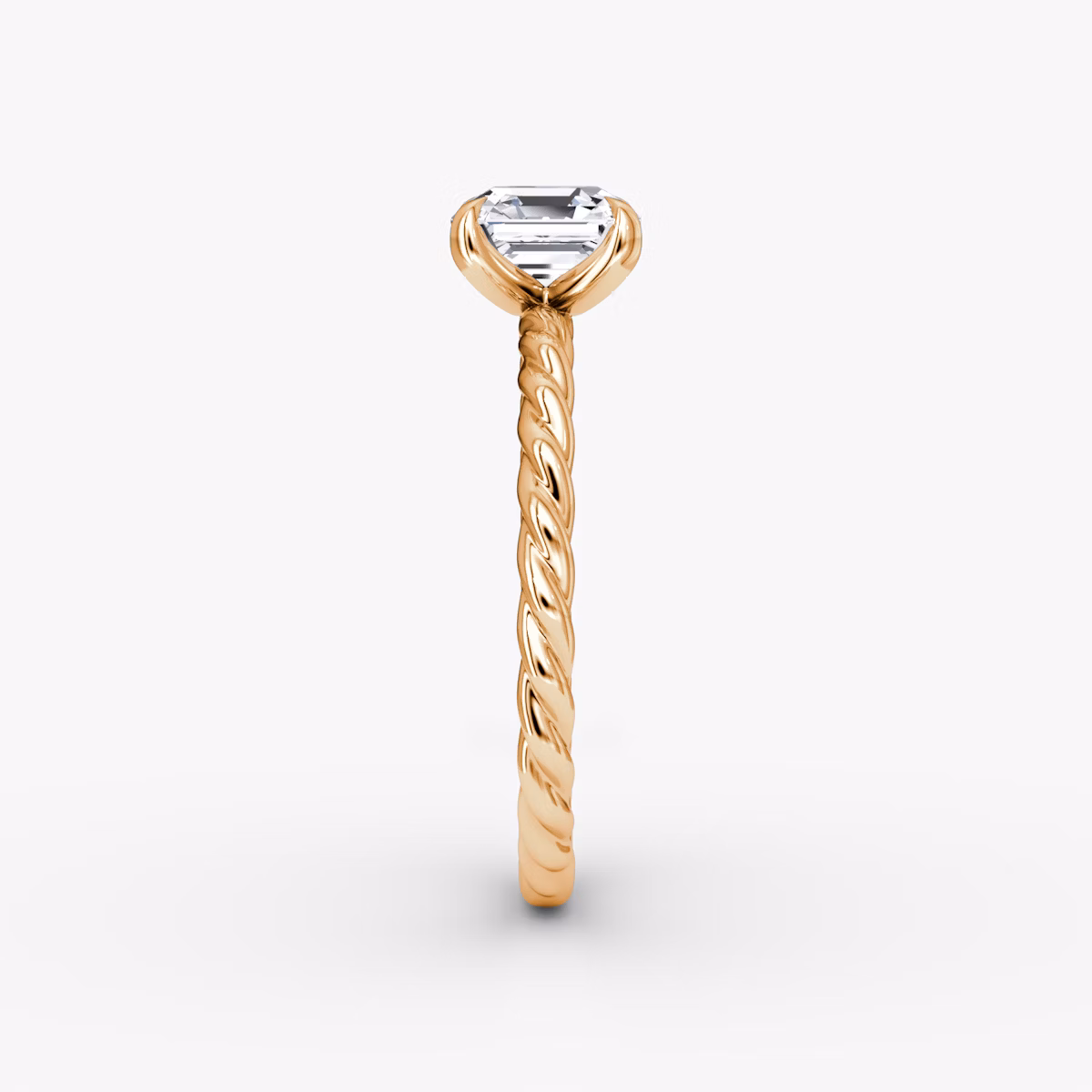 The Classic Rope | Asscher | 14k | Rose Gold | bandAccent: Plain | diamondOrientation: vertical | caratWeight: other