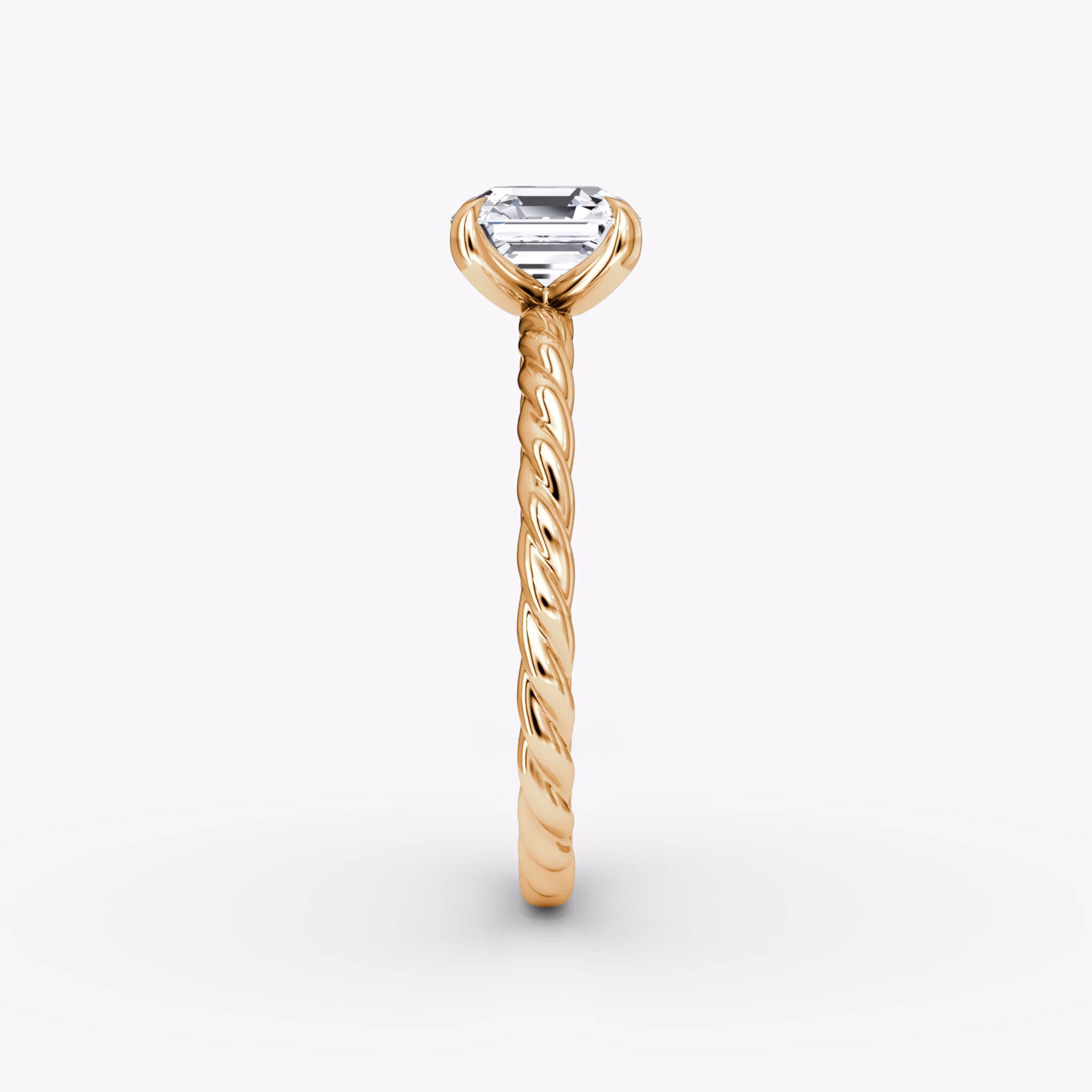 The Classic Rope | Asscher | 14k | Rose Gold | bandAccent: Plain | diamondOrientation: vertical | caratWeight: other