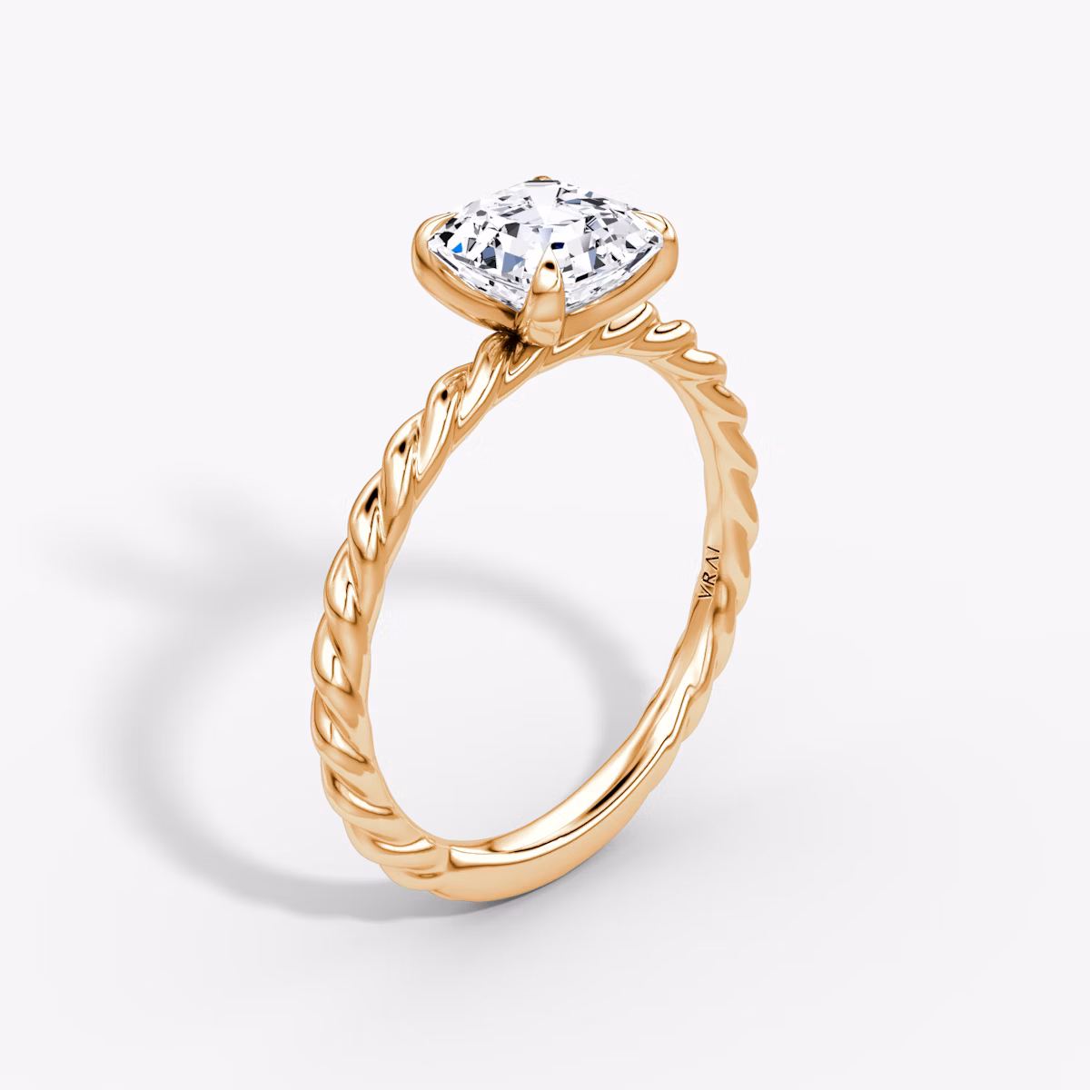 The Classic Rope | Asscher | 14k | Rose Gold | bandAccent: Plain | diamondOrientation: vertical | caratWeight: other