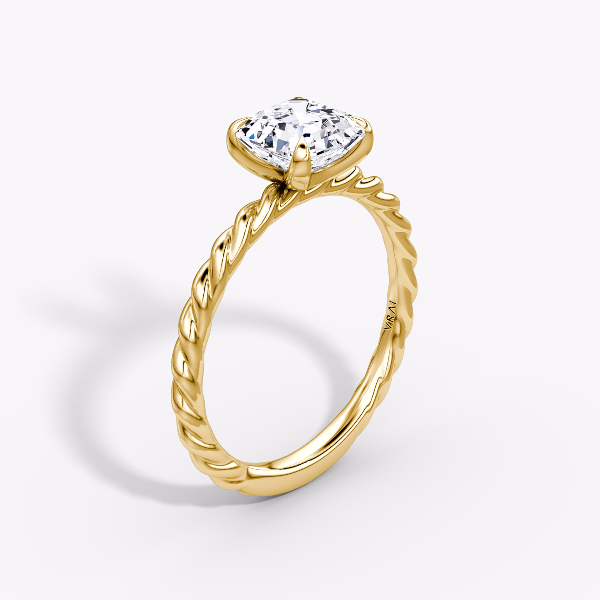 The Classic Rope | Asscher | 18k | Yellow Gold | bandAccent: Plain | diamondOrientation: vertical | caratWeight: other