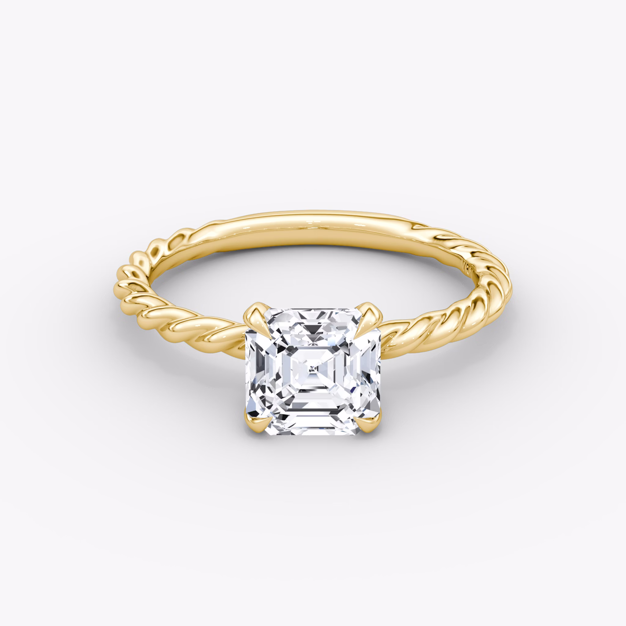 The Classic Rope | Asscher | 18k | Yellow Gold | bandAccent: Plain | diamondOrientation: vertical | caratWeight: other