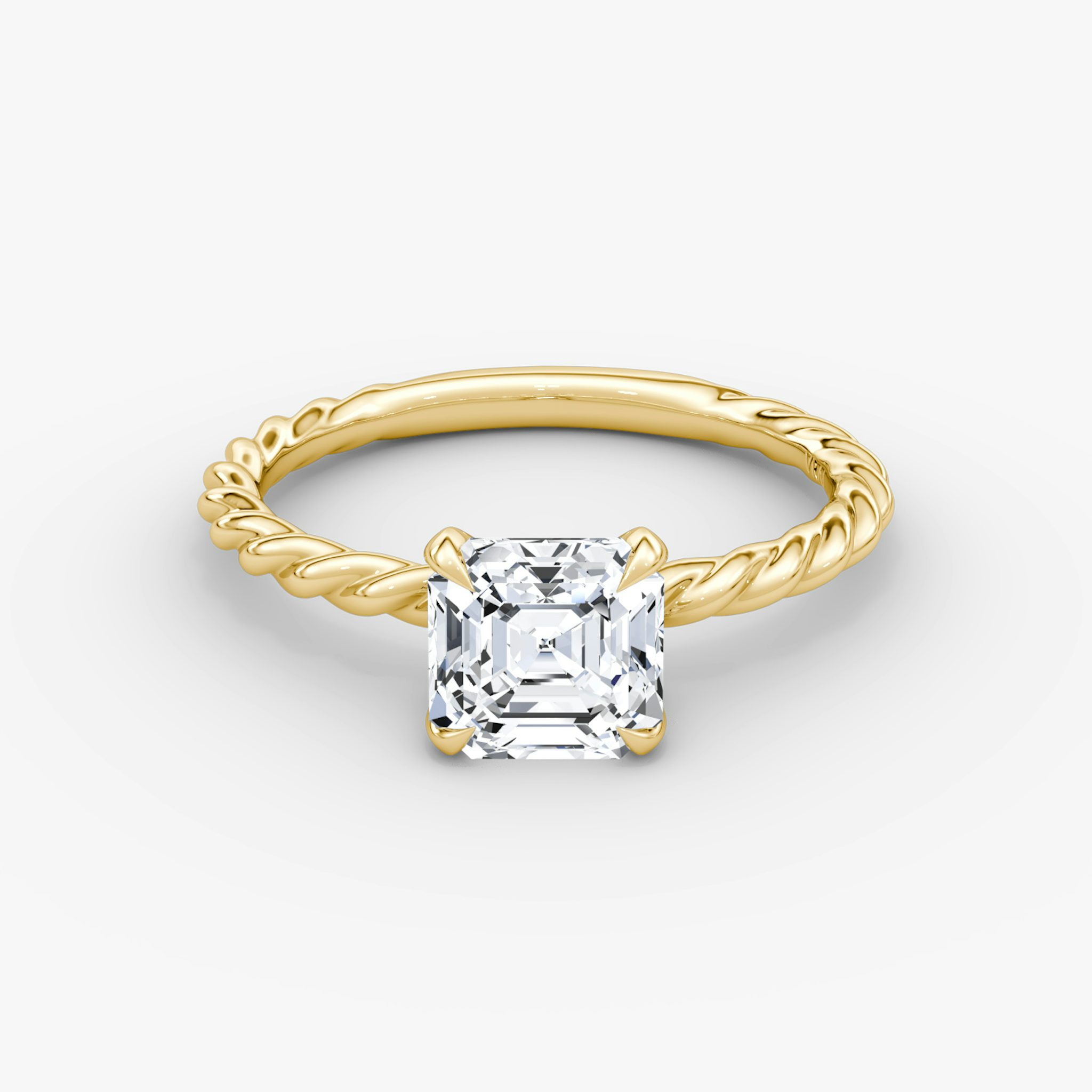 The Classic Rope | Asscher | 18k | Yellow Gold | bandAccent: Plain | diamondOrientation: vertical | caratWeight: other