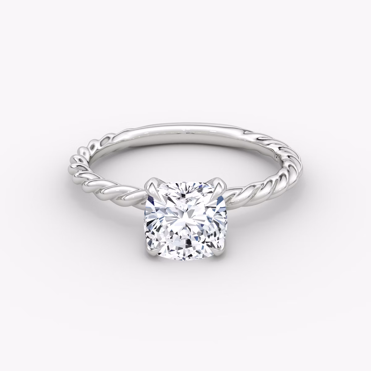 The Classic Rope | Cushion | 18k | White Gold | bandAccent: Plain | diamondOrientation: vertical | caratWeight: other