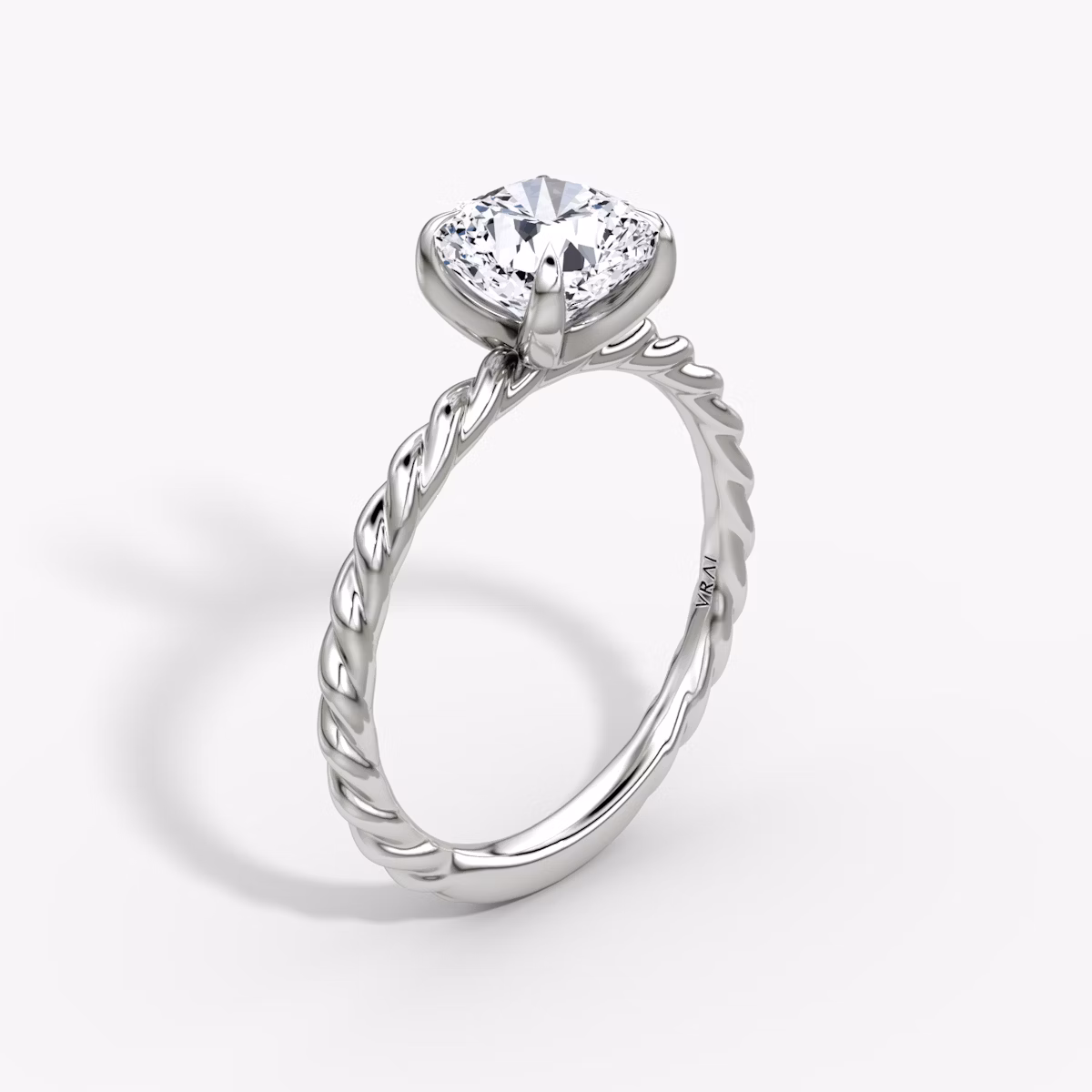 The Classic Rope | Cushion | 18k | White Gold | bandAccent: Plain | diamondOrientation: vertical | caratWeight: other