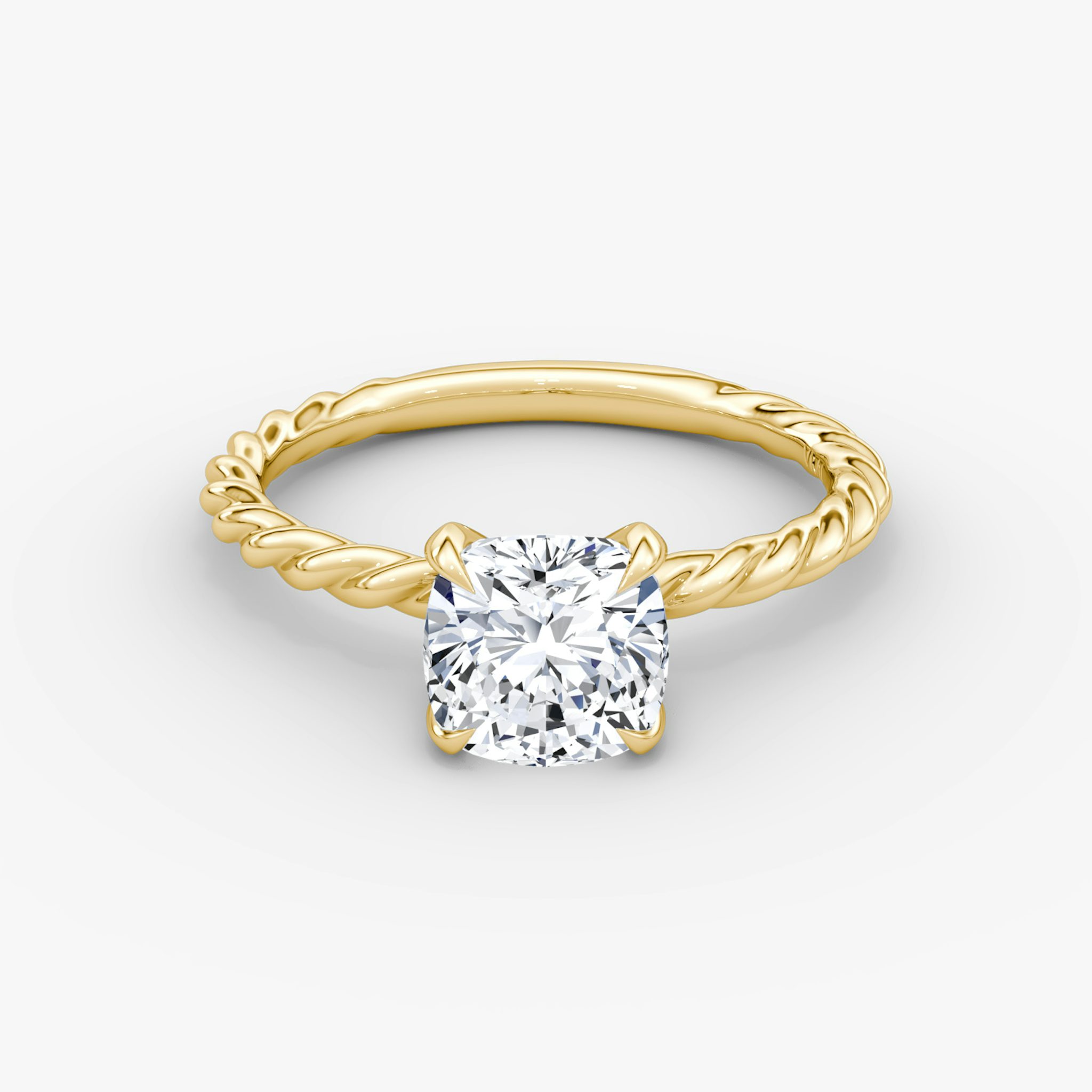 The Classic Rope | Cushion | 18k | Yellow Gold | bandAccent: Plain | diamondOrientation: vertical | caratWeight: other