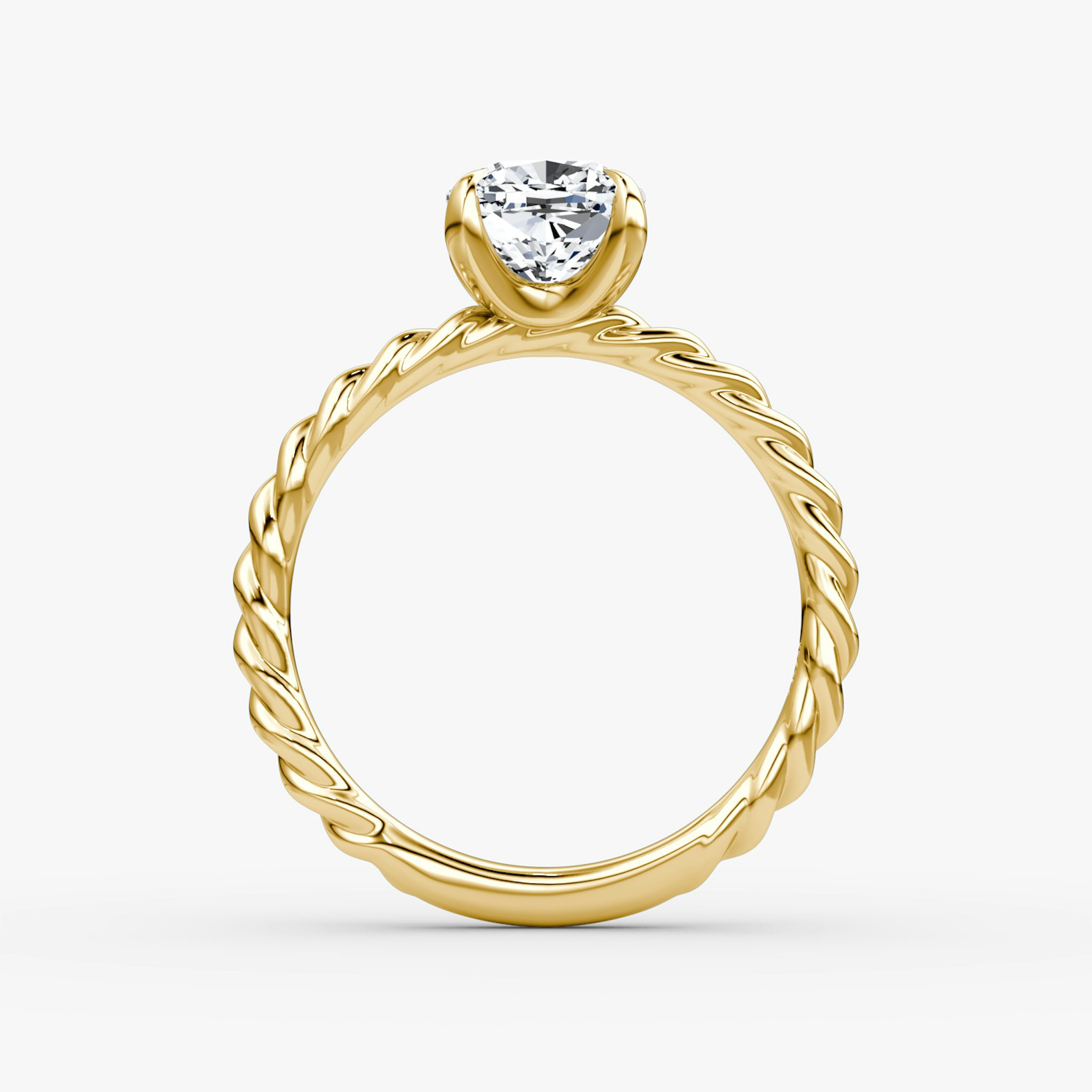 The Classic Rope | Cushion | 18k | Yellow Gold | bandAccent: Plain | diamondOrientation: vertical | caratWeight: other