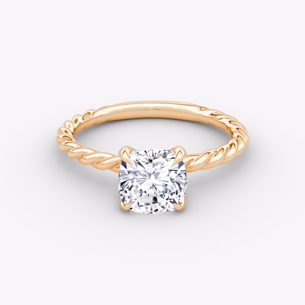 The Classic Rope | Cushion | 14k | Rose Gold | bandAccent: Plain | diamondOrientation: vertical | caratWeight: other
