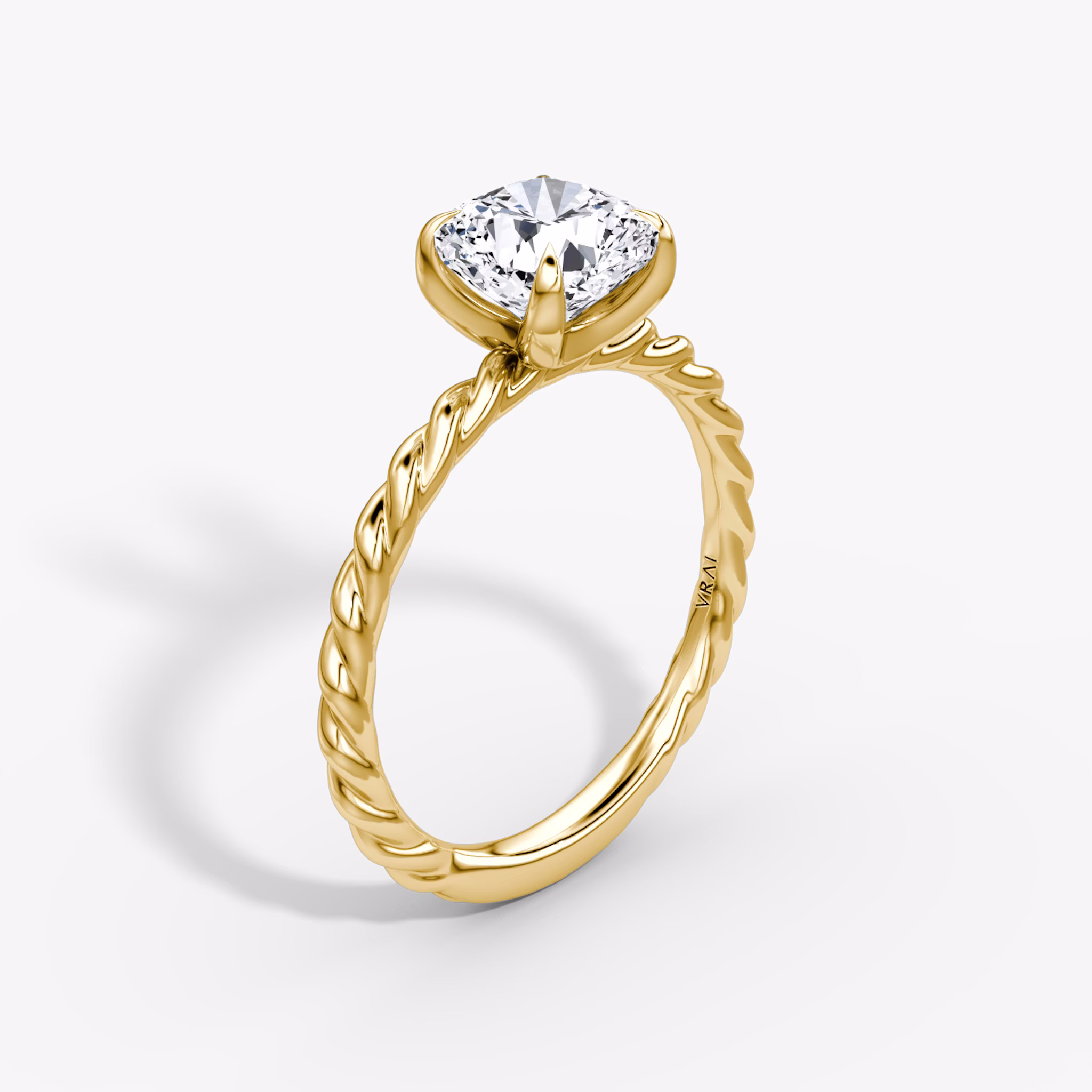 The Classic Rope | Cushion | 18k | Yellow Gold | bandAccent: Plain | diamondOrientation: vertical | caratWeight: other