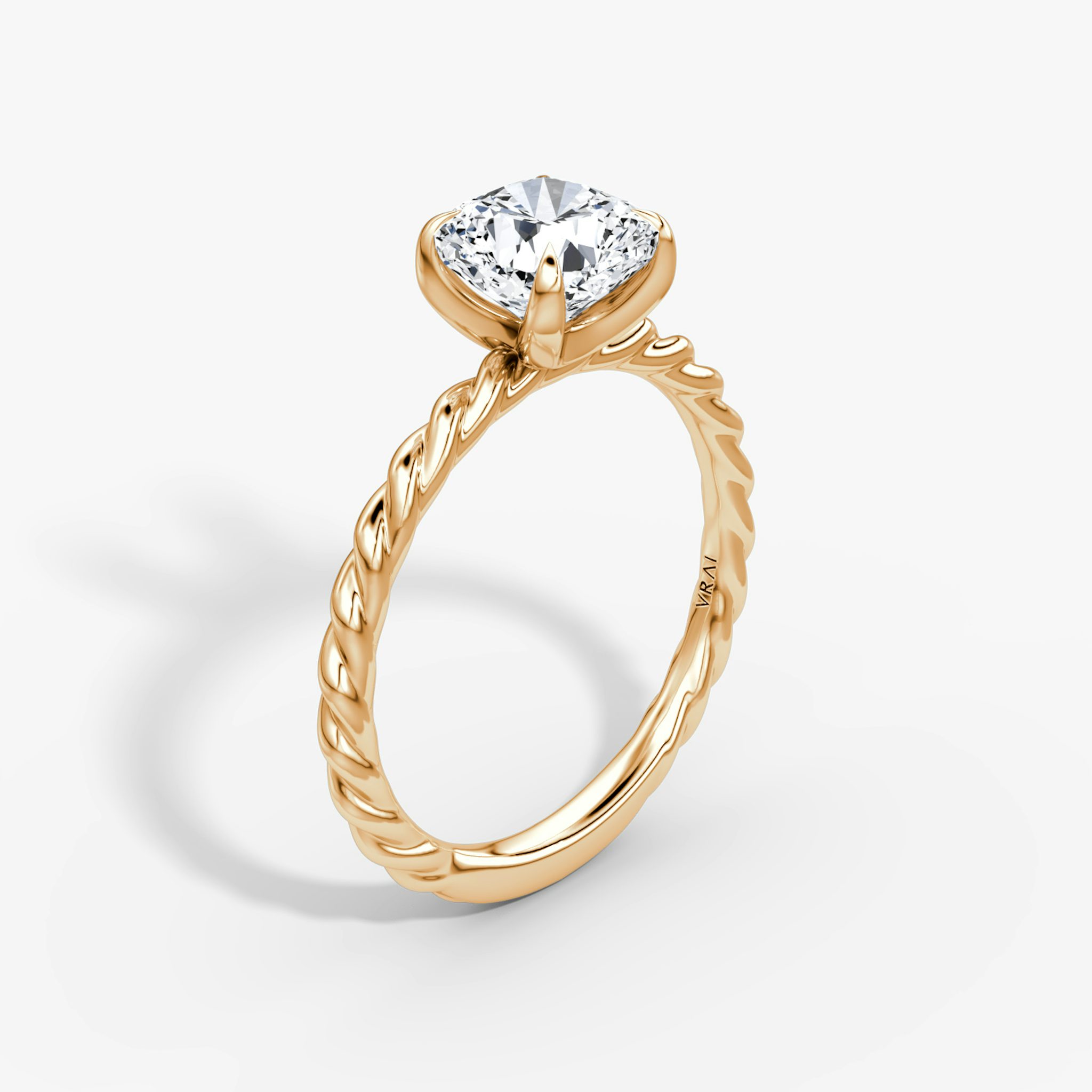 The Classic Rope | Cushion | 14k | Rose Gold | bandAccent: Plain | diamondOrientation: vertical | caratWeight: other