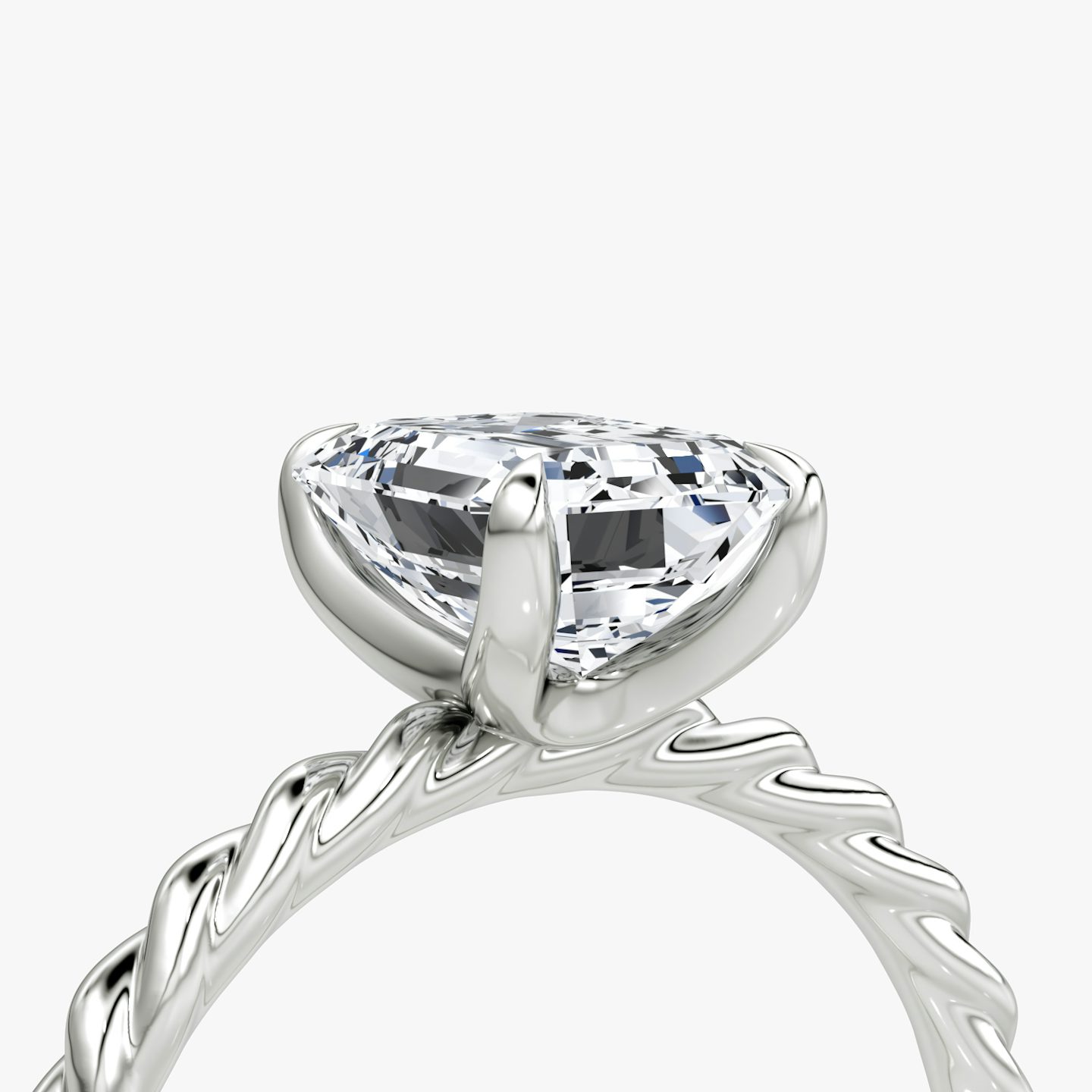 Anillo de compromiso Classic Rope | Esmeralda | Platino | bandAccent: Simple | diamondOrientation: vertical | caratWeight: other