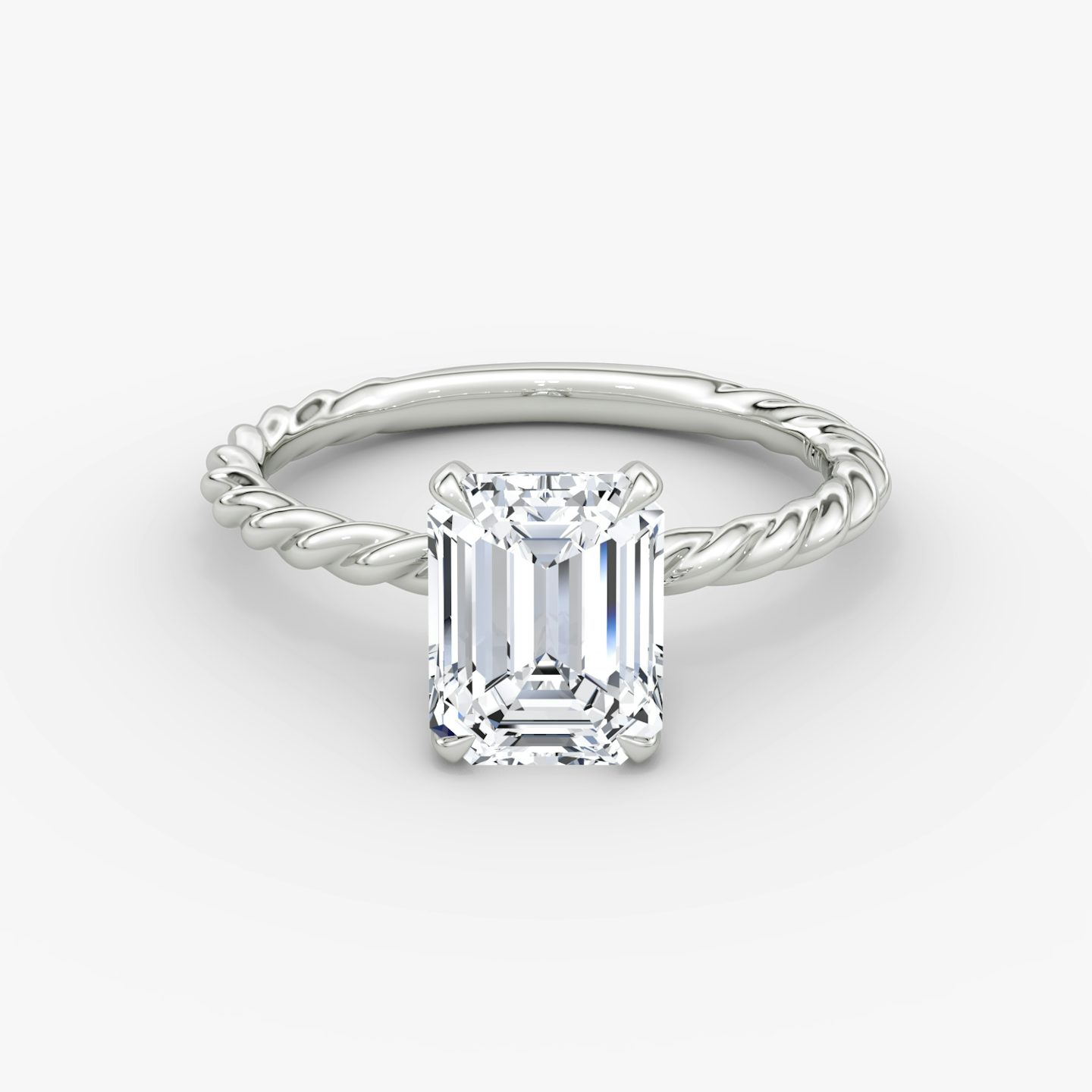 Anillo de compromiso Classic Rope | Esmeralda | Platino | bandAccent: Simple | diamondOrientation: vertical | caratWeight: other