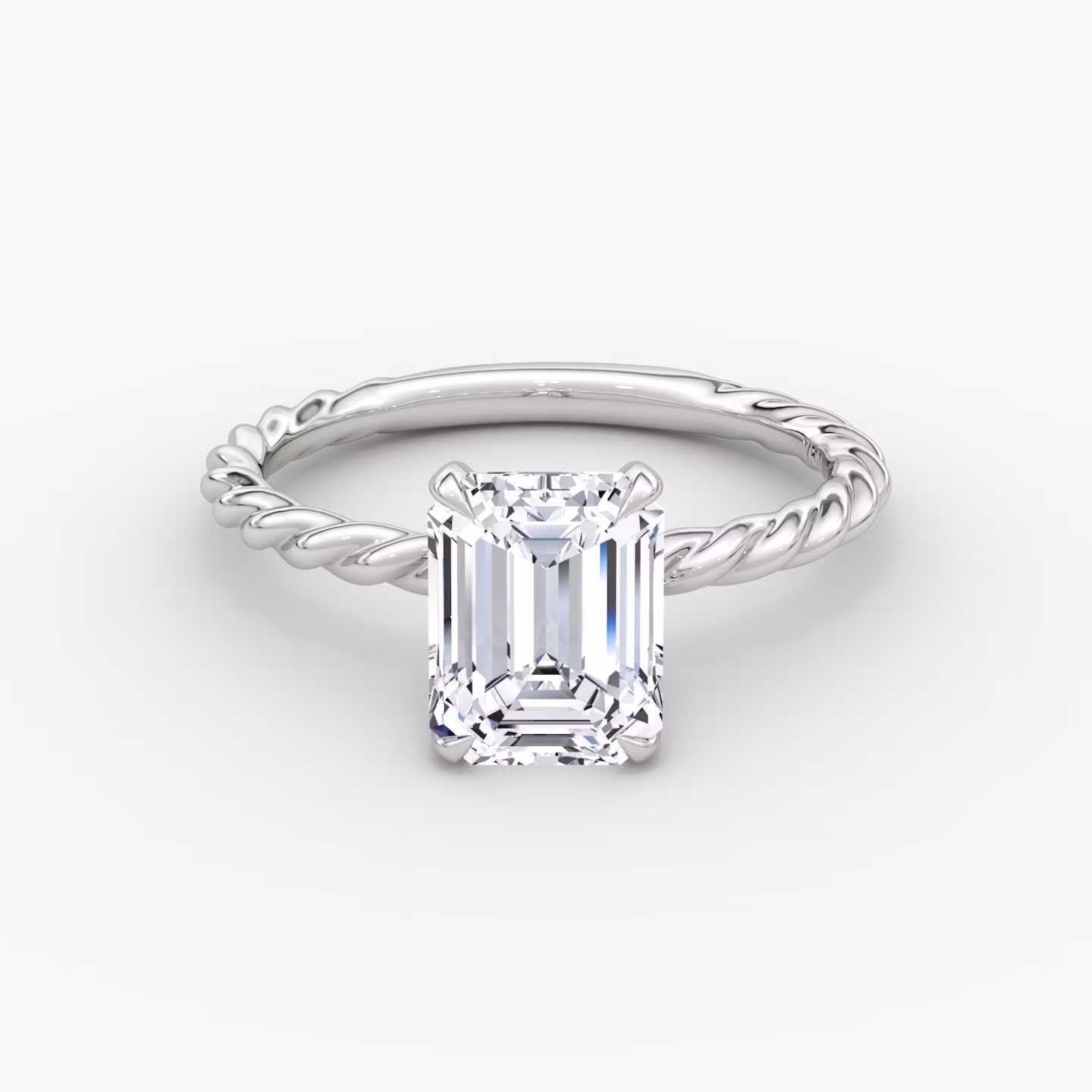 The Classic Rope | Emerald | 18k | White Gold | bandAccent: Plain | diamondOrientation: vertical | caratWeight: other