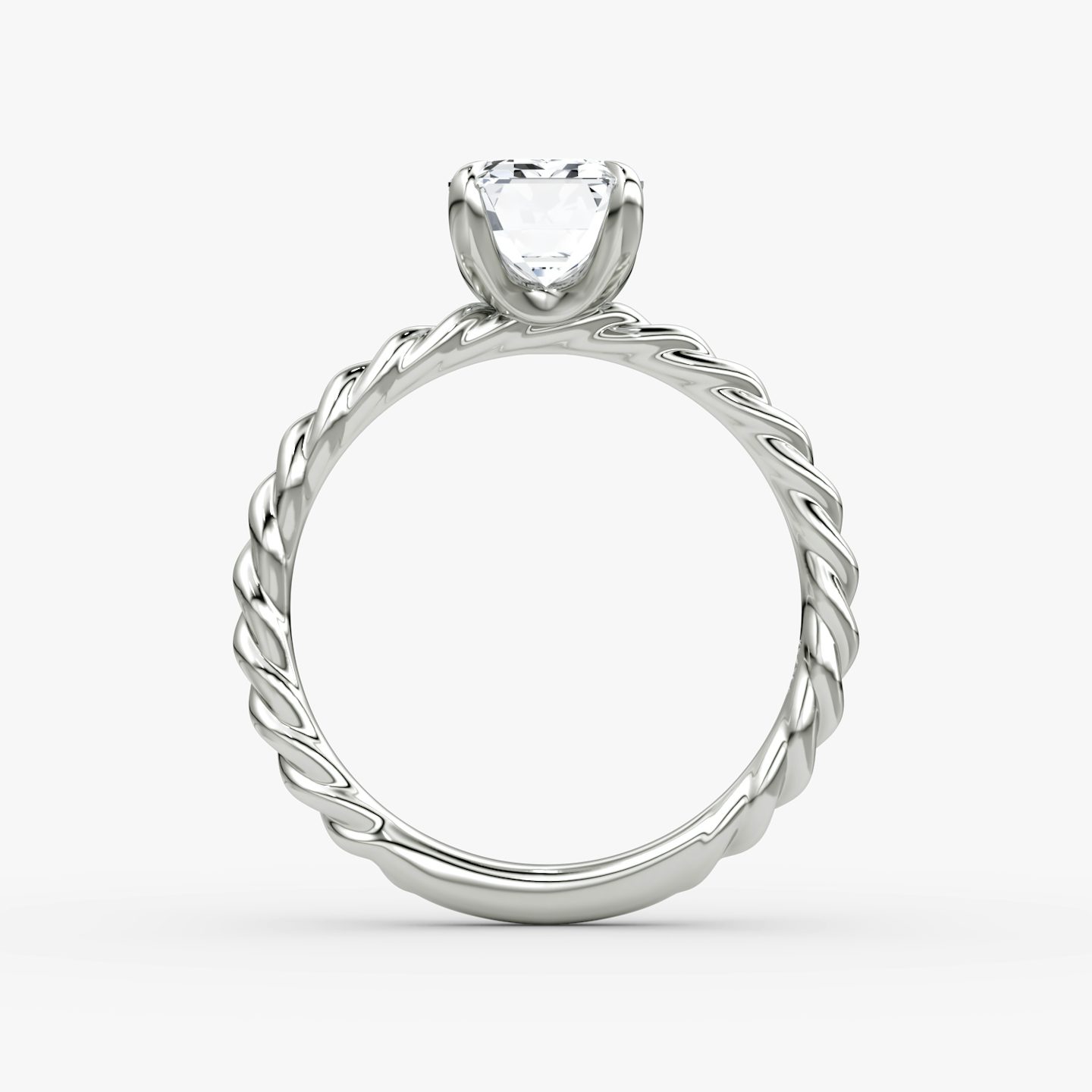 Anillo de compromiso Classic Rope | Esmeralda | Platino | bandAccent: Simple | diamondOrientation: vertical | caratWeight: other