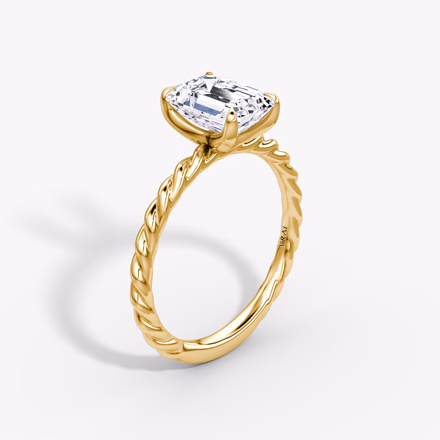 Anillo de compromiso Classic Rope | Esmeralda | 18k | Oro amarillo | bandAccent: Simple | diamondOrientation: vertical | caratWeight: other
