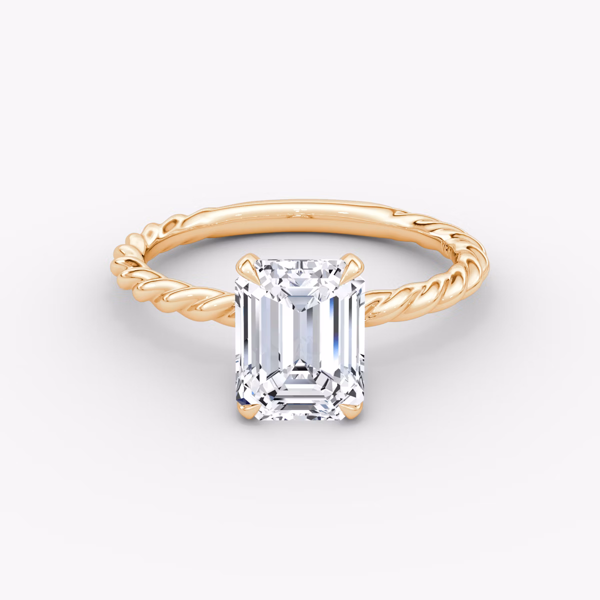 The Classic Rope | Emerald | 14k | Rose Gold | bandAccent: Plain | diamondOrientation: vertical | caratWeight: other