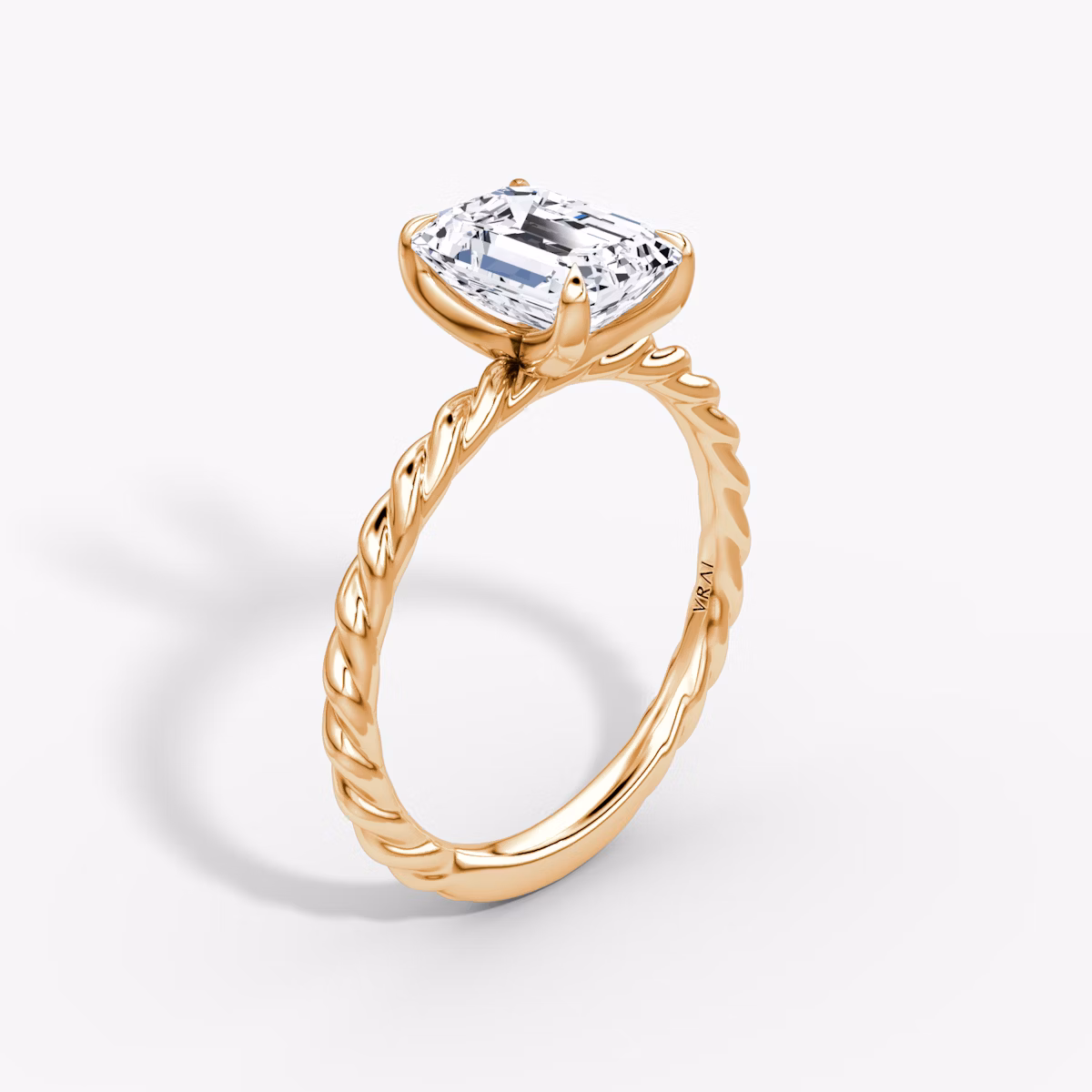 The Classic Rope | Emerald | 14k | Rose Gold | bandAccent: Plain | diamondOrientation: vertical | caratWeight: other
