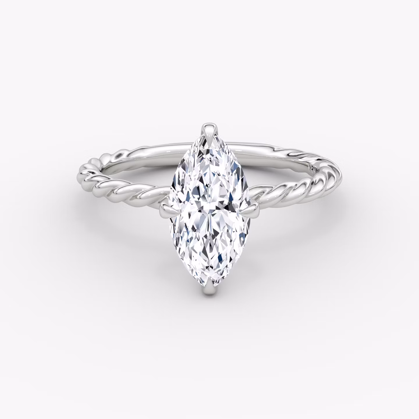 Anillo de compromiso Classic Rope | Marquise | Platino | bandAccent: Simple | diamondOrientation: vertical | caratWeight: other