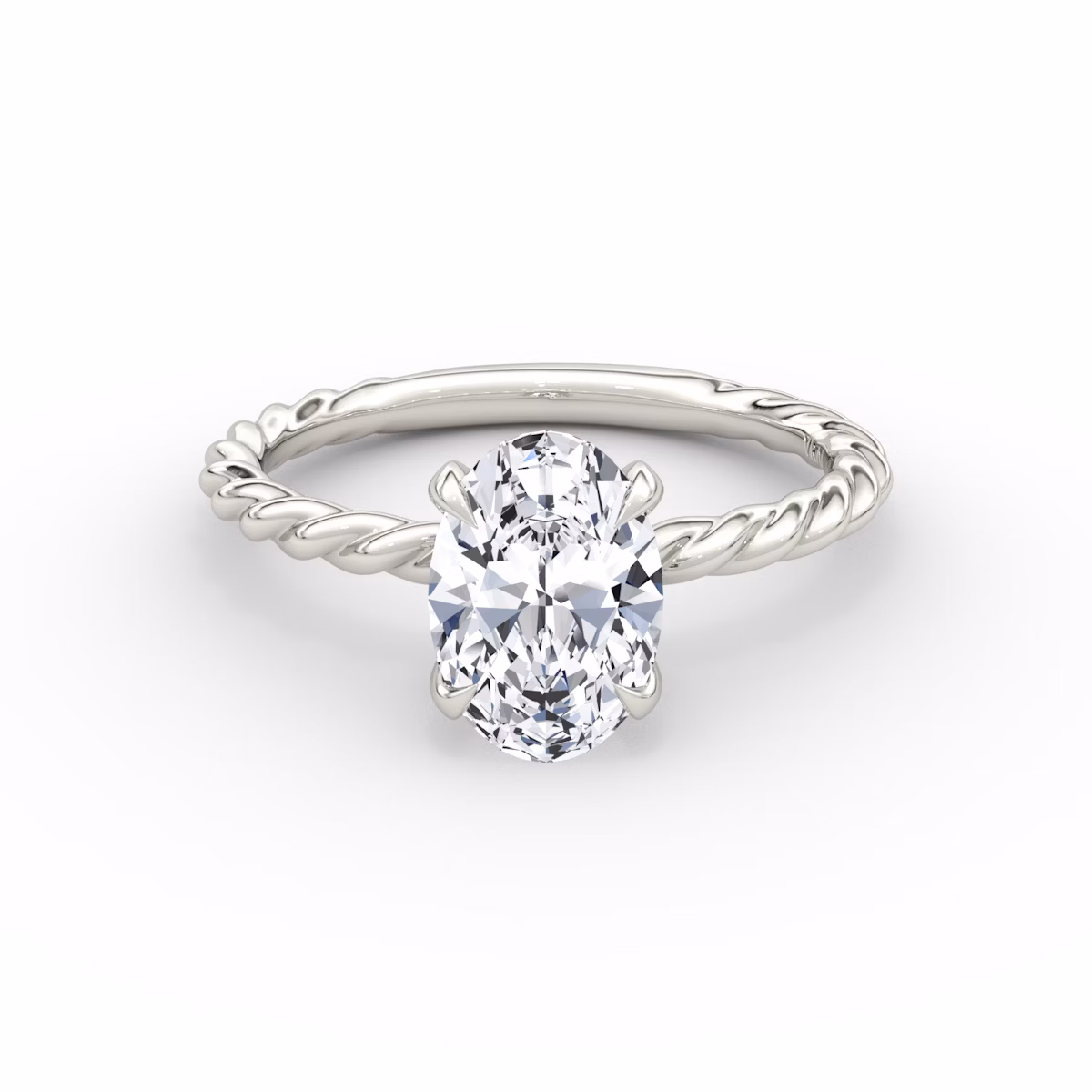 The Classic Rope | Oval | 18k | White Gold | bandAccent: Plain | diamondOrientation: vertical | caratWeight: other