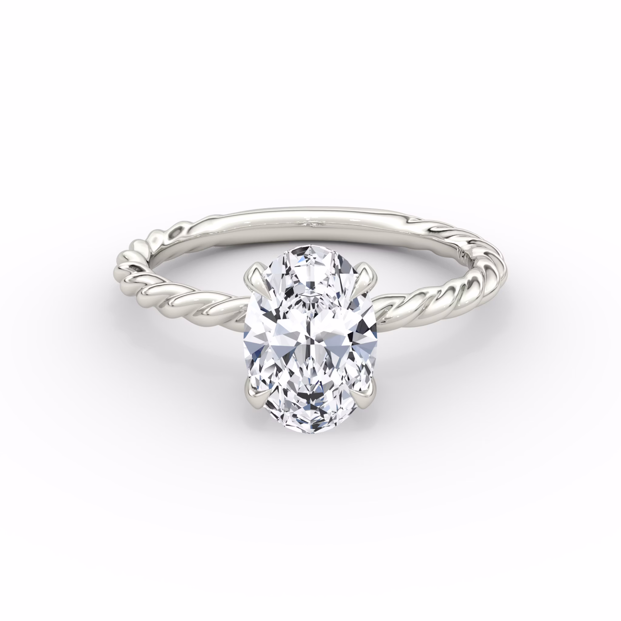 The Classic Rope | Oval | 18k | White Gold | bandAccent: Plain | diamondOrientation: vertical | caratWeight: other