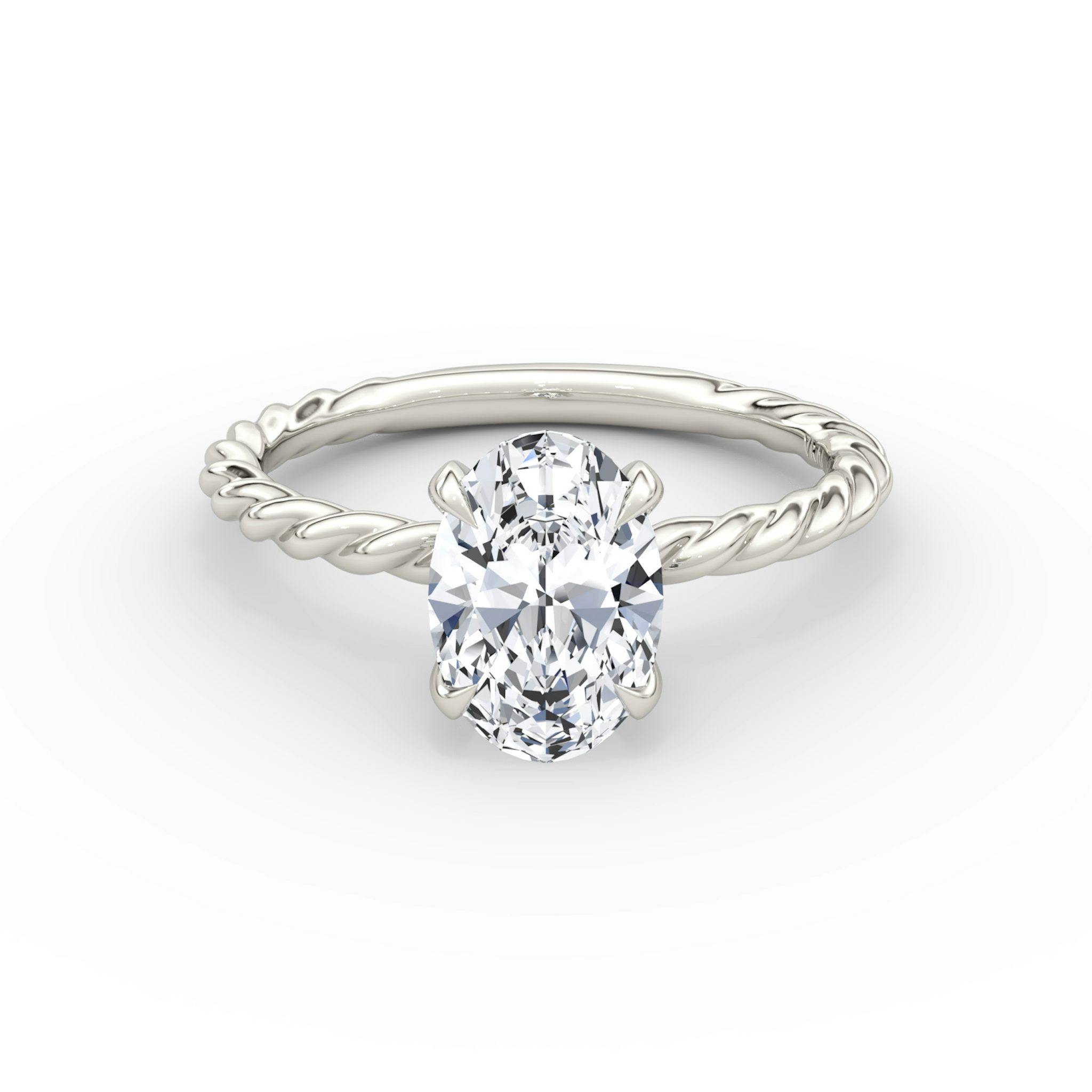 The Classic Rope | Oval | 18k | White Gold | bandAccent: Plain | diamondOrientation: vertical | caratWeight: other