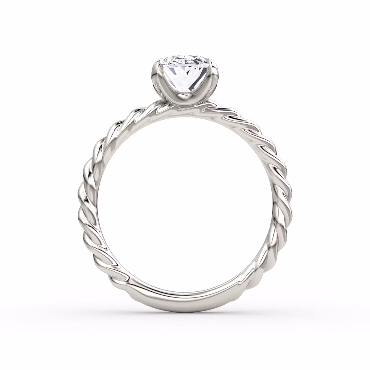 The Classic Rope | Oval | 18k | White Gold | bandAccent: Plain | diamondOrientation: vertical | caratWeight: other