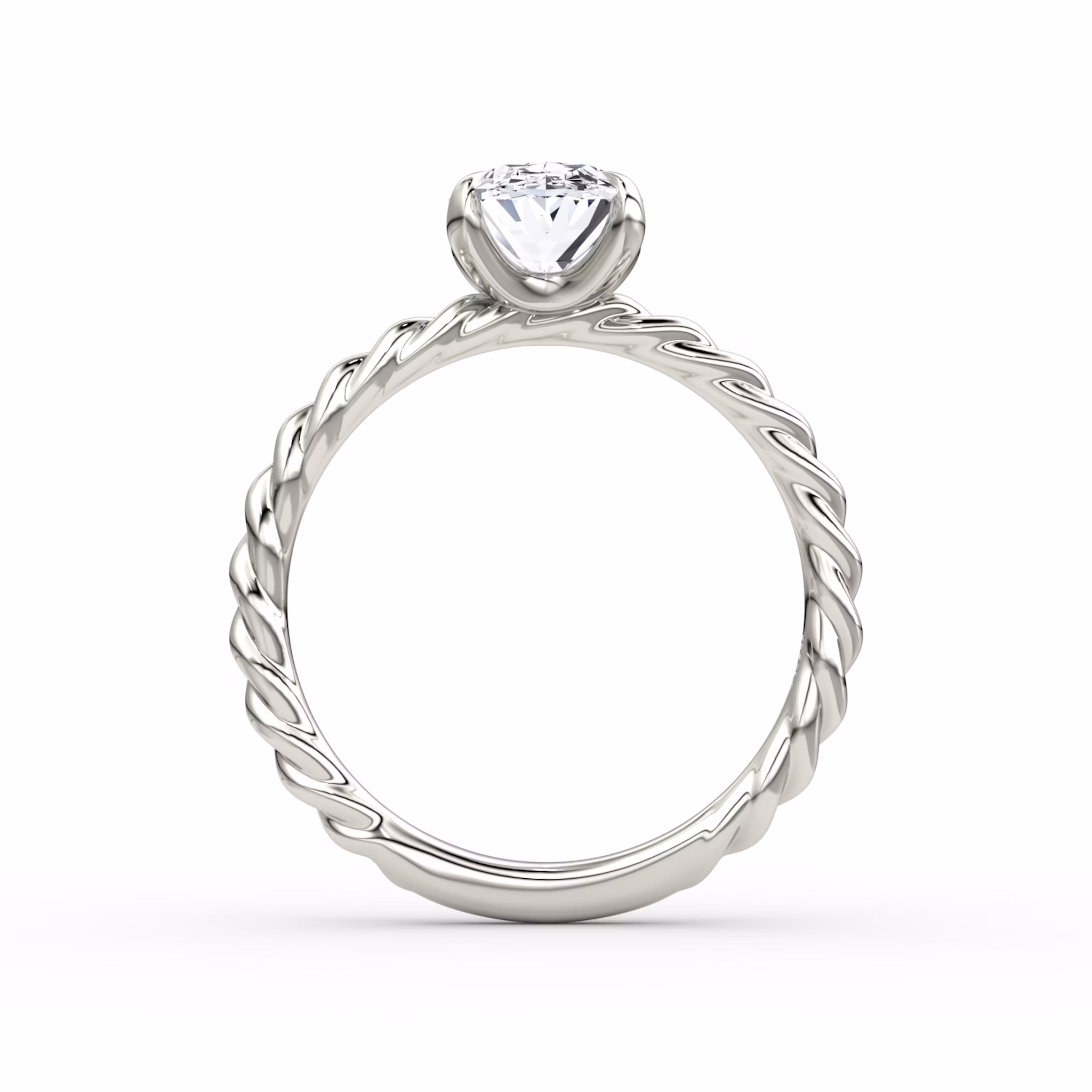 The Classic Rope | Oval | 18k | White Gold | bandAccent: Plain | diamondOrientation: vertical | caratWeight: other