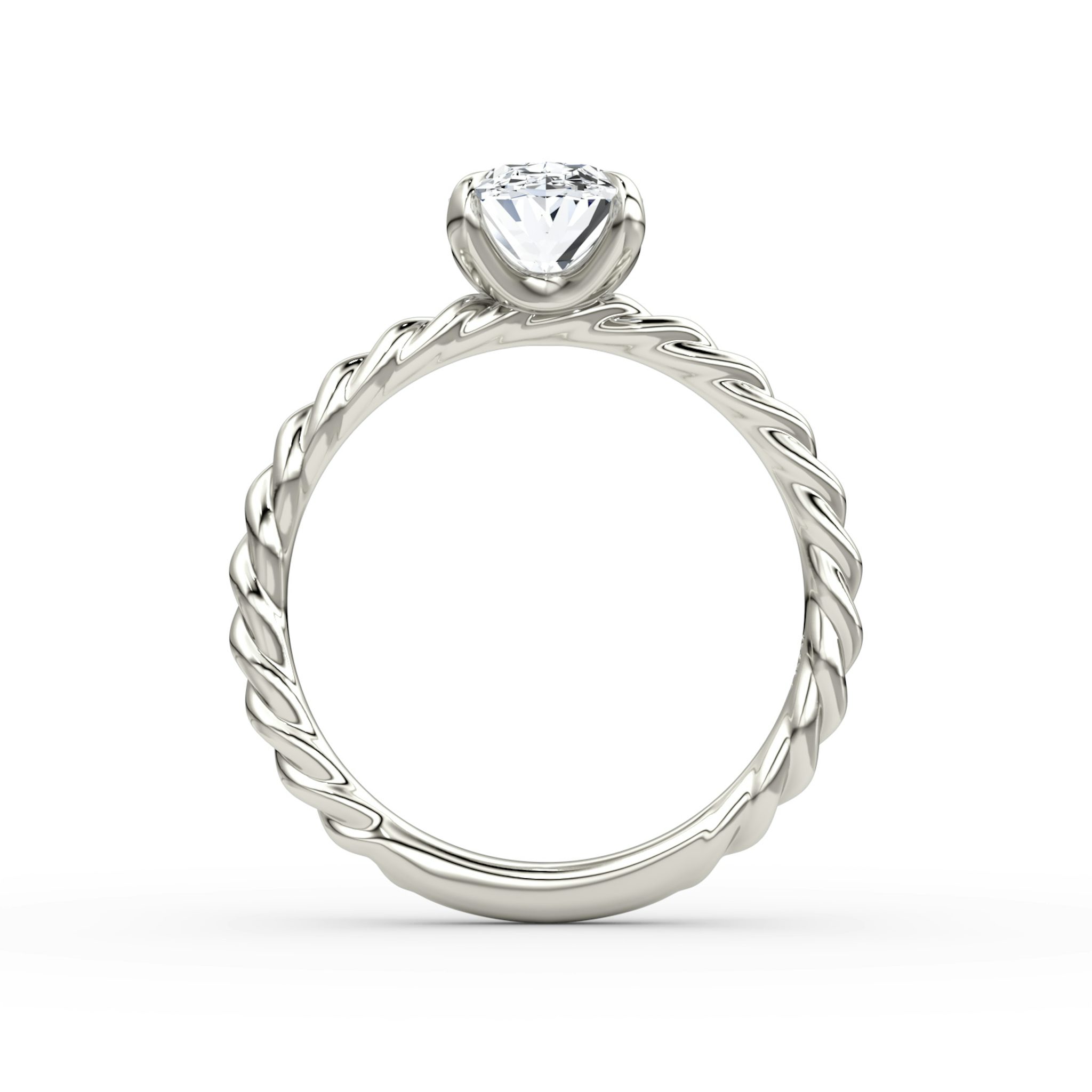 The Classic Rope | Oval | 18k | White Gold | bandAccent: Plain | diamondOrientation: vertical | caratWeight: other