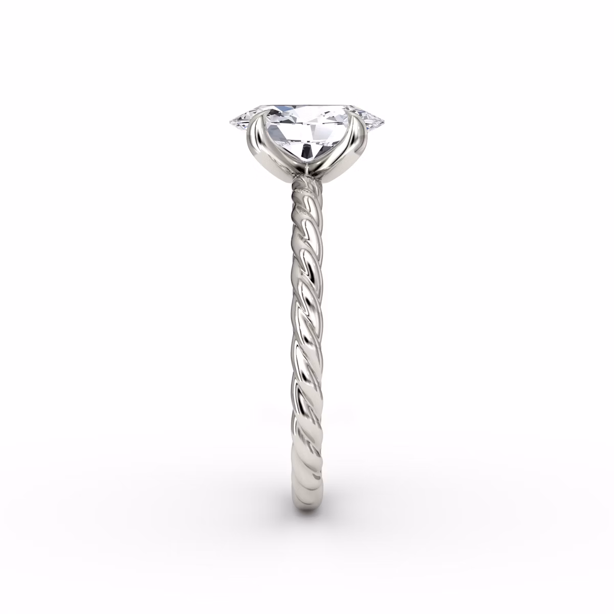 The Classic Rope | Oval | 18k | White Gold | bandAccent: Plain | diamondOrientation: vertical | caratWeight: other