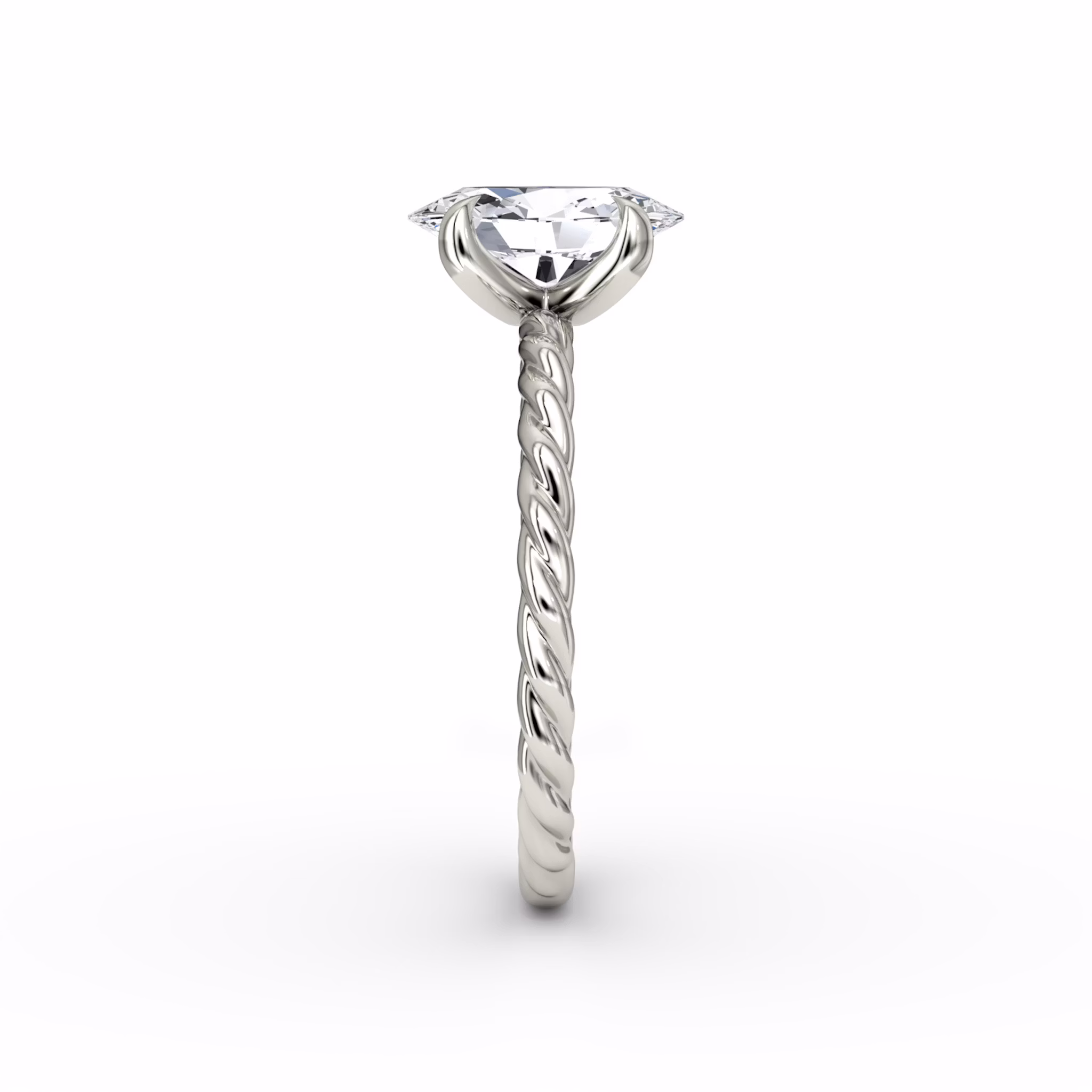 The Classic Rope | Oval | 18k | White Gold | bandAccent: Plain | diamondOrientation: vertical | caratWeight: other