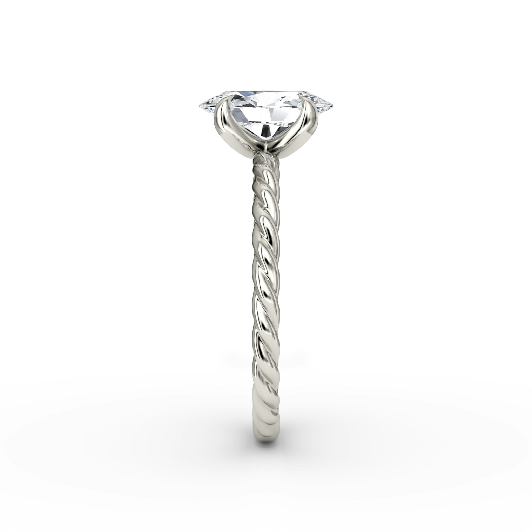 The Classic Rope | Oval | 18k | White Gold | bandAccent: Plain | diamondOrientation: vertical | caratWeight: other