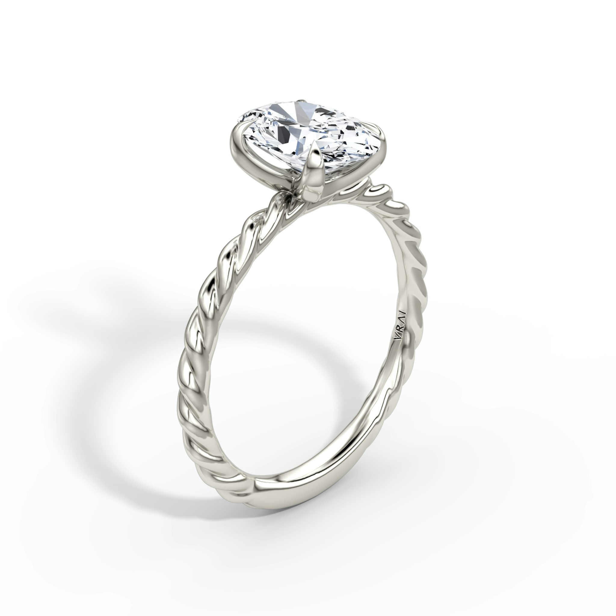 The Classic Rope | Oval | 18k | White Gold | bandAccent: Plain | diamondOrientation: vertical | caratWeight: other