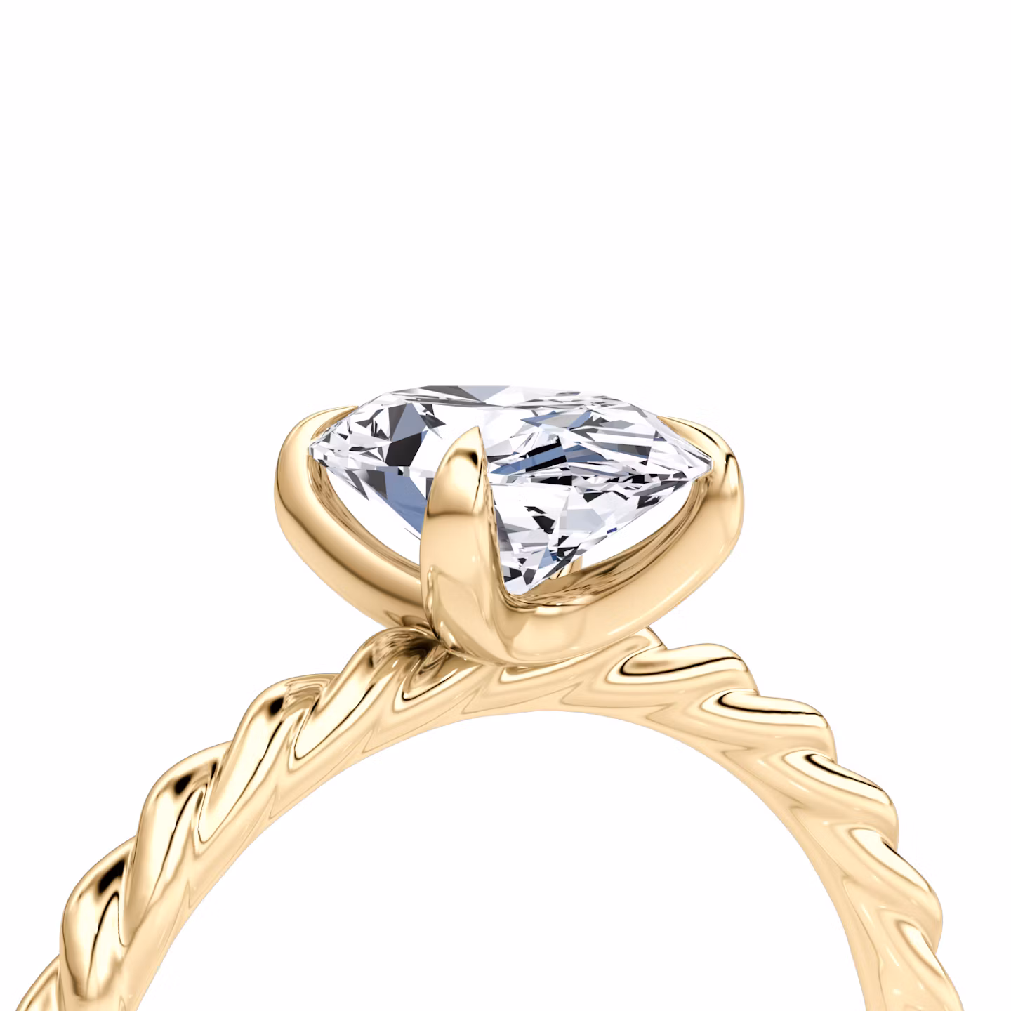 Anillo de compromiso Classic Rope | Oval | 18k | Oro amarillo | bandAccent: Simple | diamondOrientation: vertical | caratWeight: other