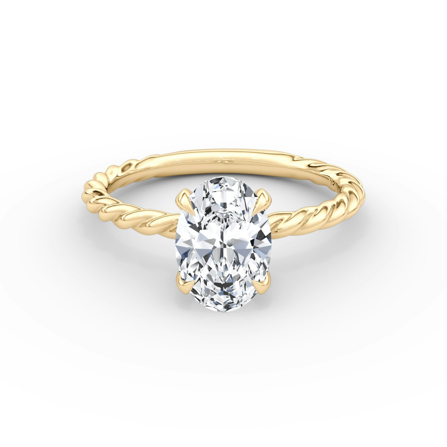Anillo de compromiso Classic Rope | Oval | 18k | Oro amarillo | bandAccent: Simple | diamondOrientation: vertical | caratWeight: other