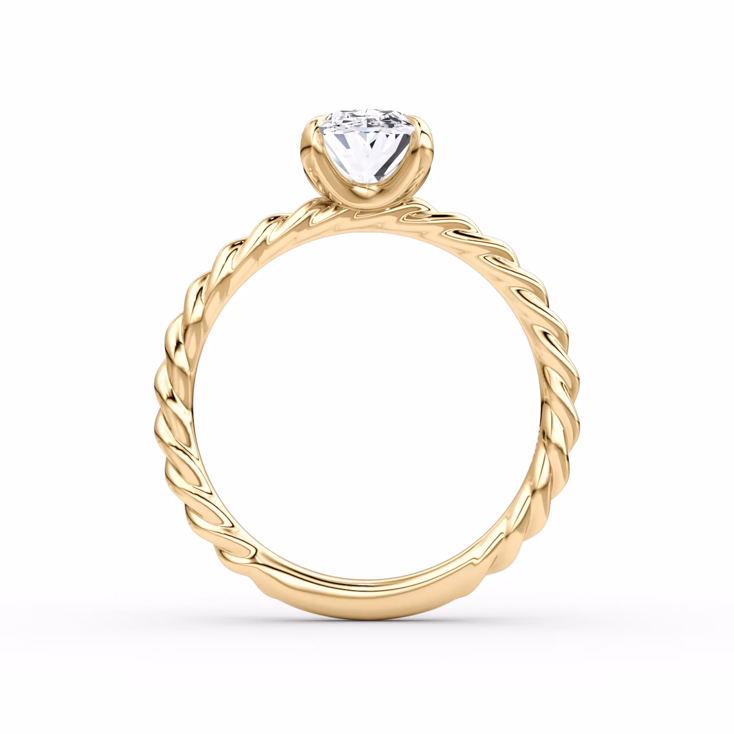 Anillo de compromiso Classic Rope | Oval | 18k | Oro amarillo | bandAccent: Simple | diamondOrientation: vertical | caratWeight: other
