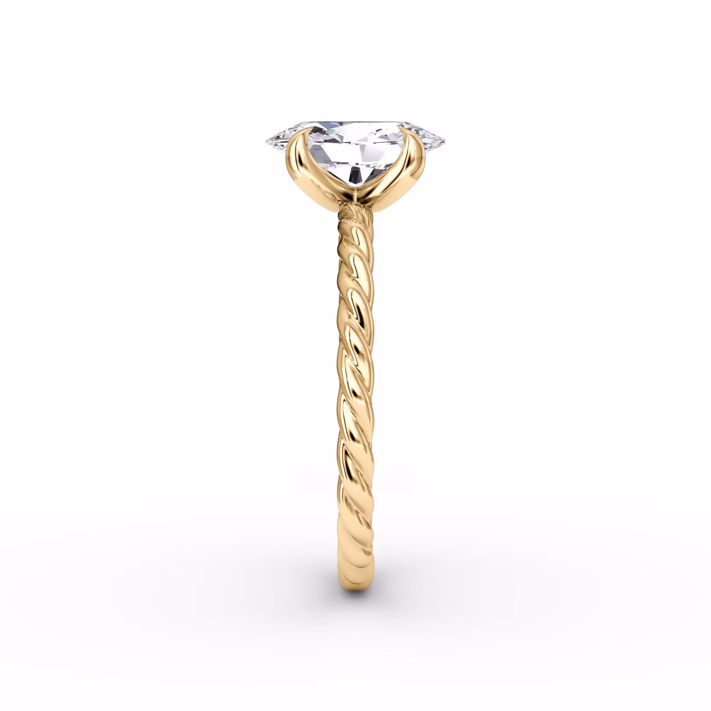 Anillo de compromiso Classic Rope | Oval | 18k | Oro amarillo | bandAccent: Simple | diamondOrientation: vertical | caratWeight: other