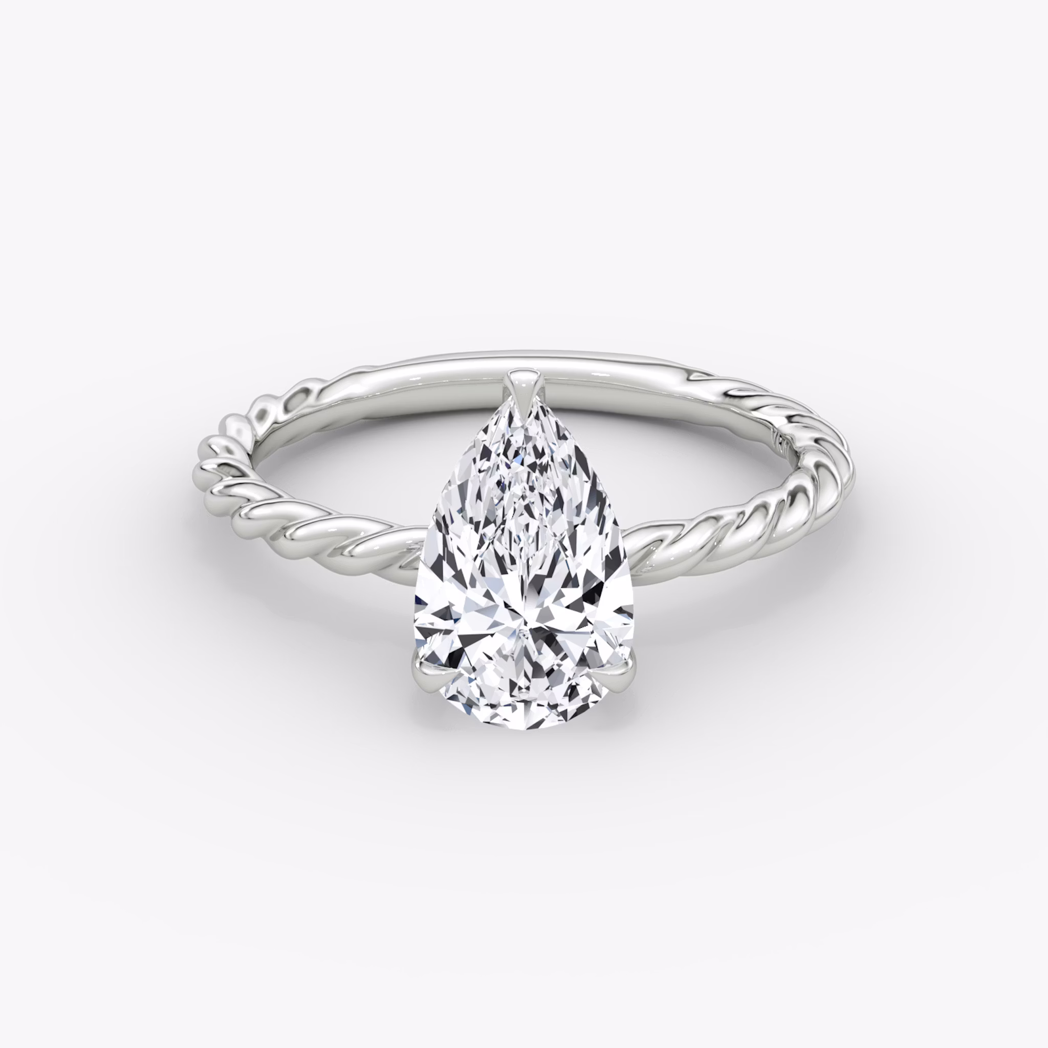 The Classic Rope | Pear | 18k | White Gold | bandAccent: Plain | diamondOrientation: vertical | caratWeight: other