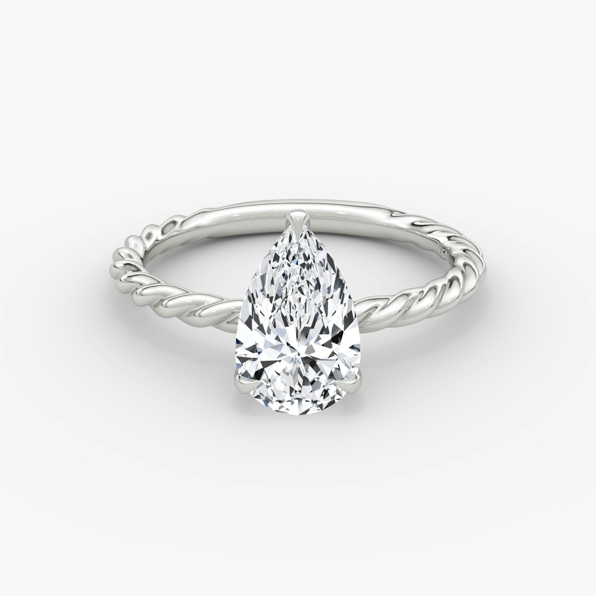 The Classic Rope | Pear | 18k | White Gold | bandAccent: Plain | diamondOrientation: vertical | caratWeight: other