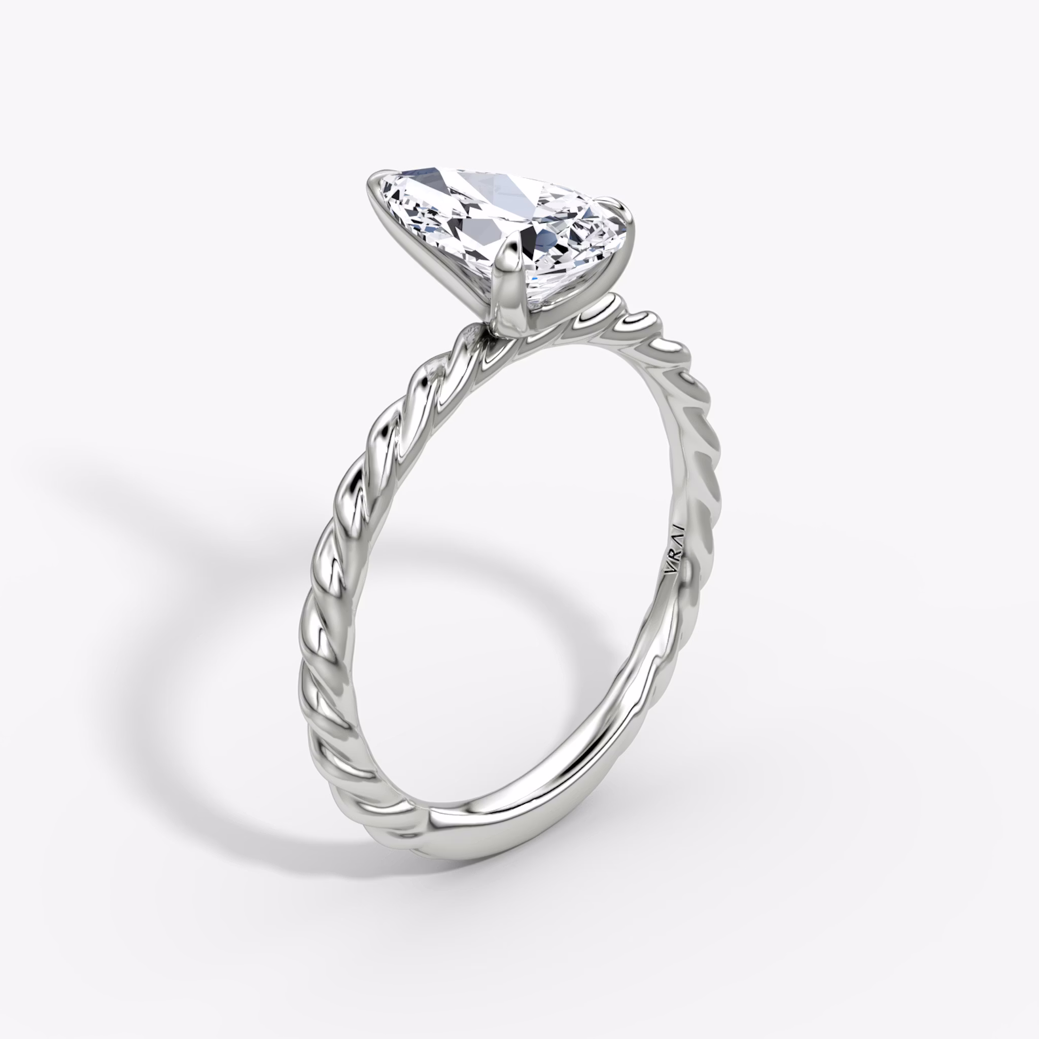 The Classic Rope | Pear | 18k | White Gold | bandAccent: Plain | diamondOrientation: vertical | caratWeight: other
