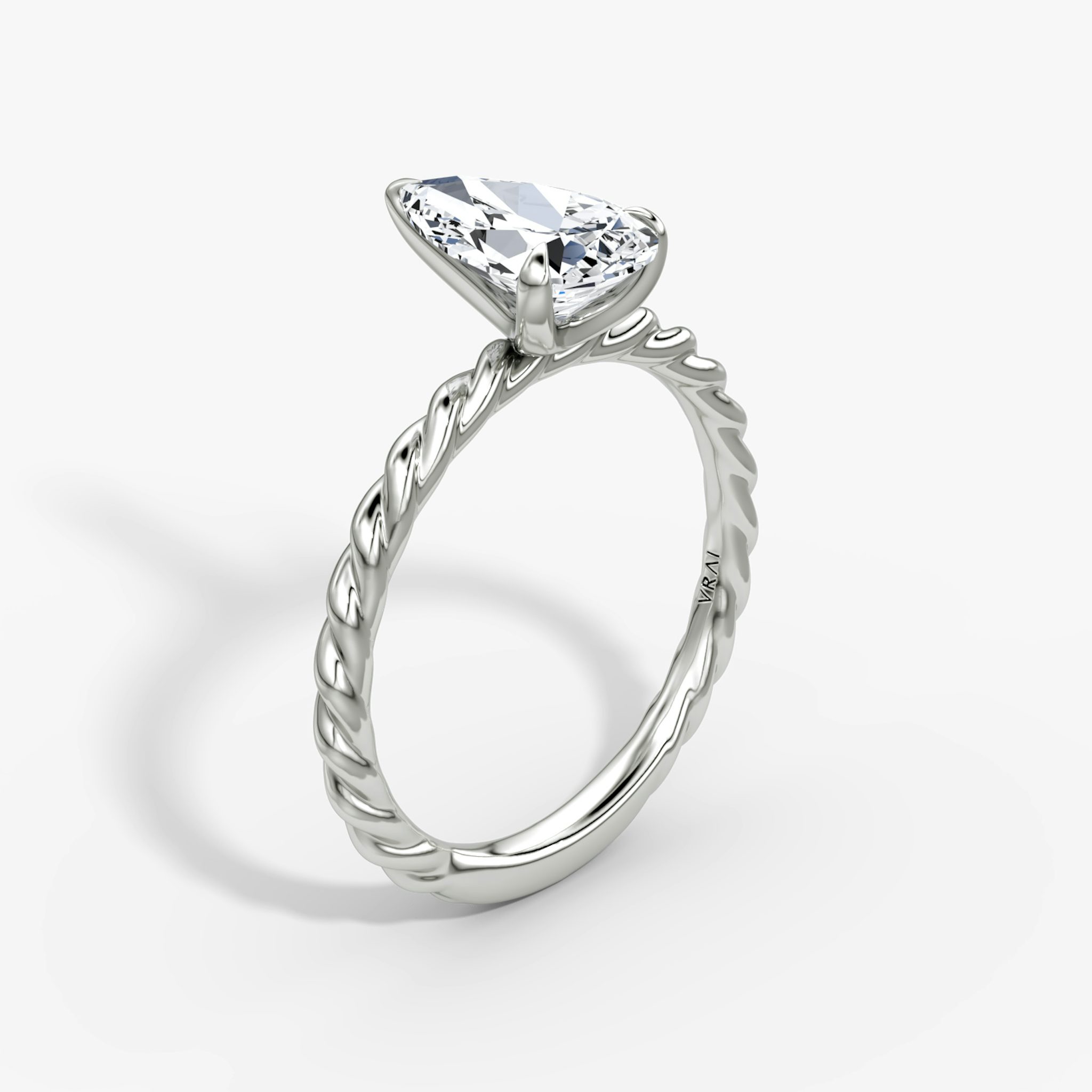 The Classic Rope | Pear | 18k | White Gold | bandAccent: Plain | diamondOrientation: vertical | caratWeight: other