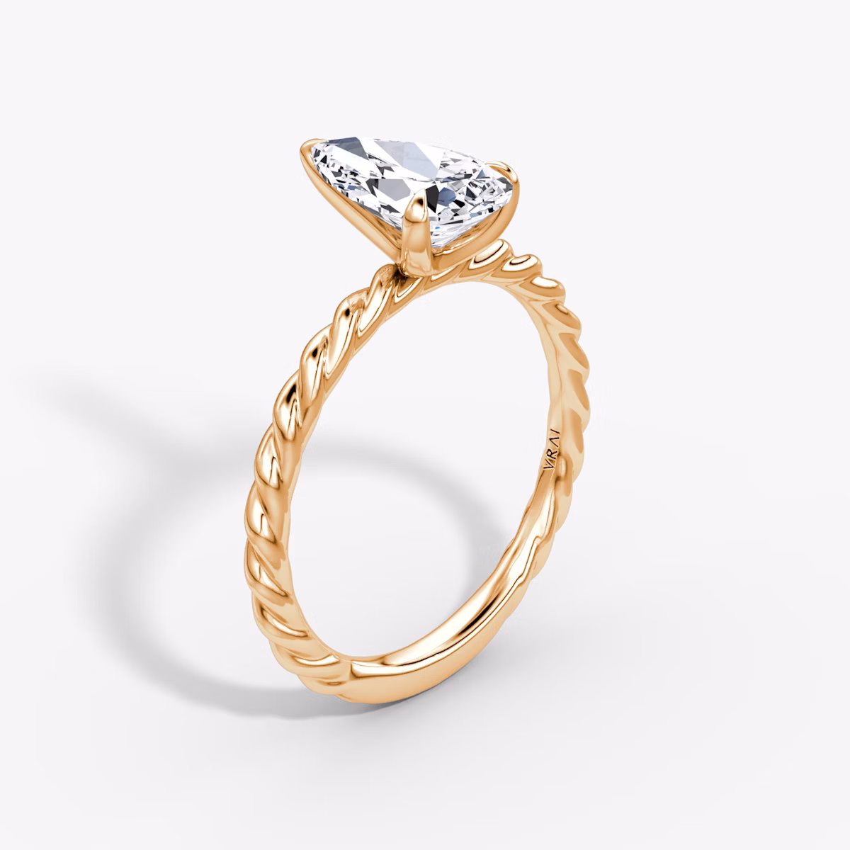 The Classic Rope | Pear | 14k | Rose Gold | bandAccent: Plain | diamondOrientation: vertical | caratWeight: other