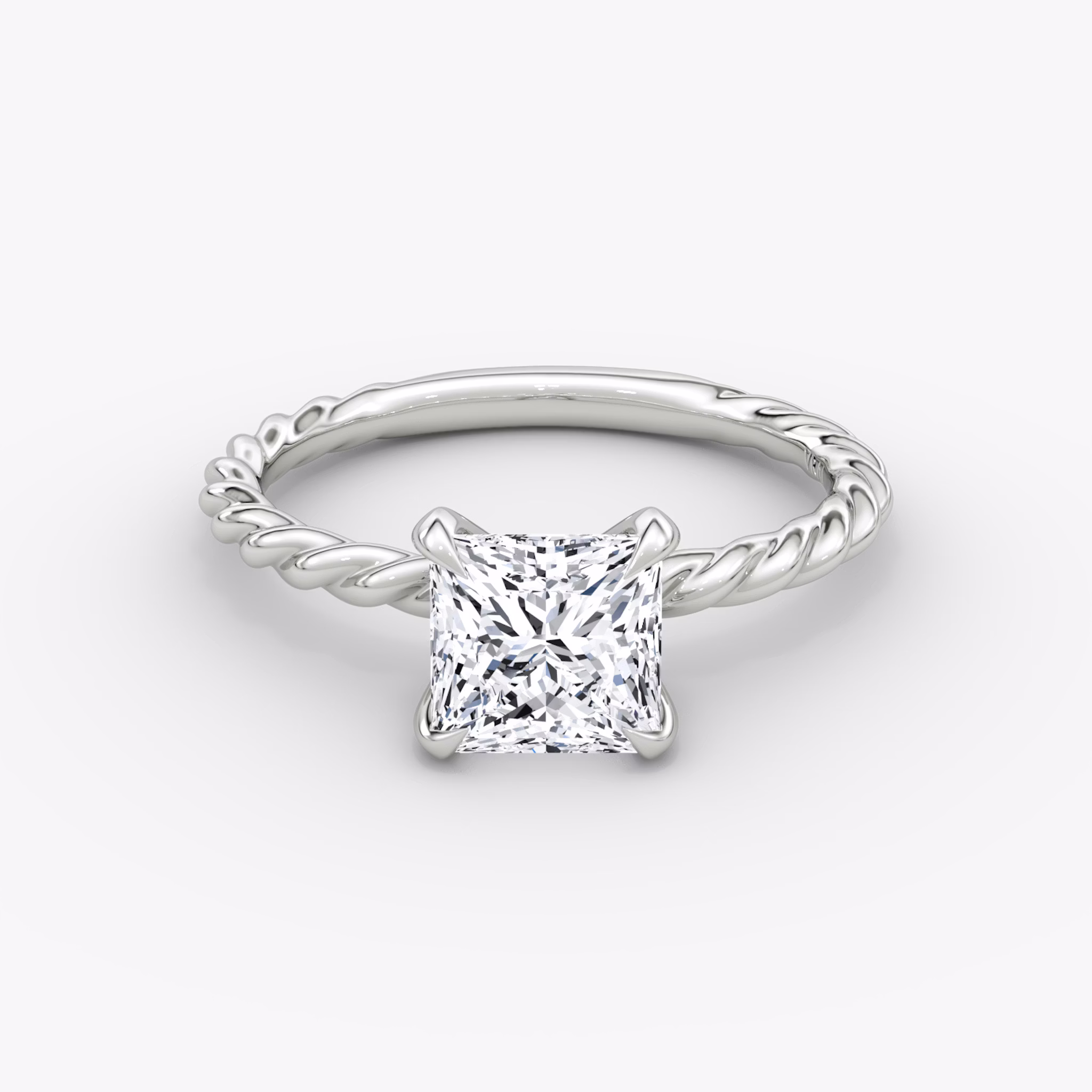 The Classic Rope | Princess | 18k | White Gold | bandAccent: Plain | diamondOrientation: vertical | caratWeight: other