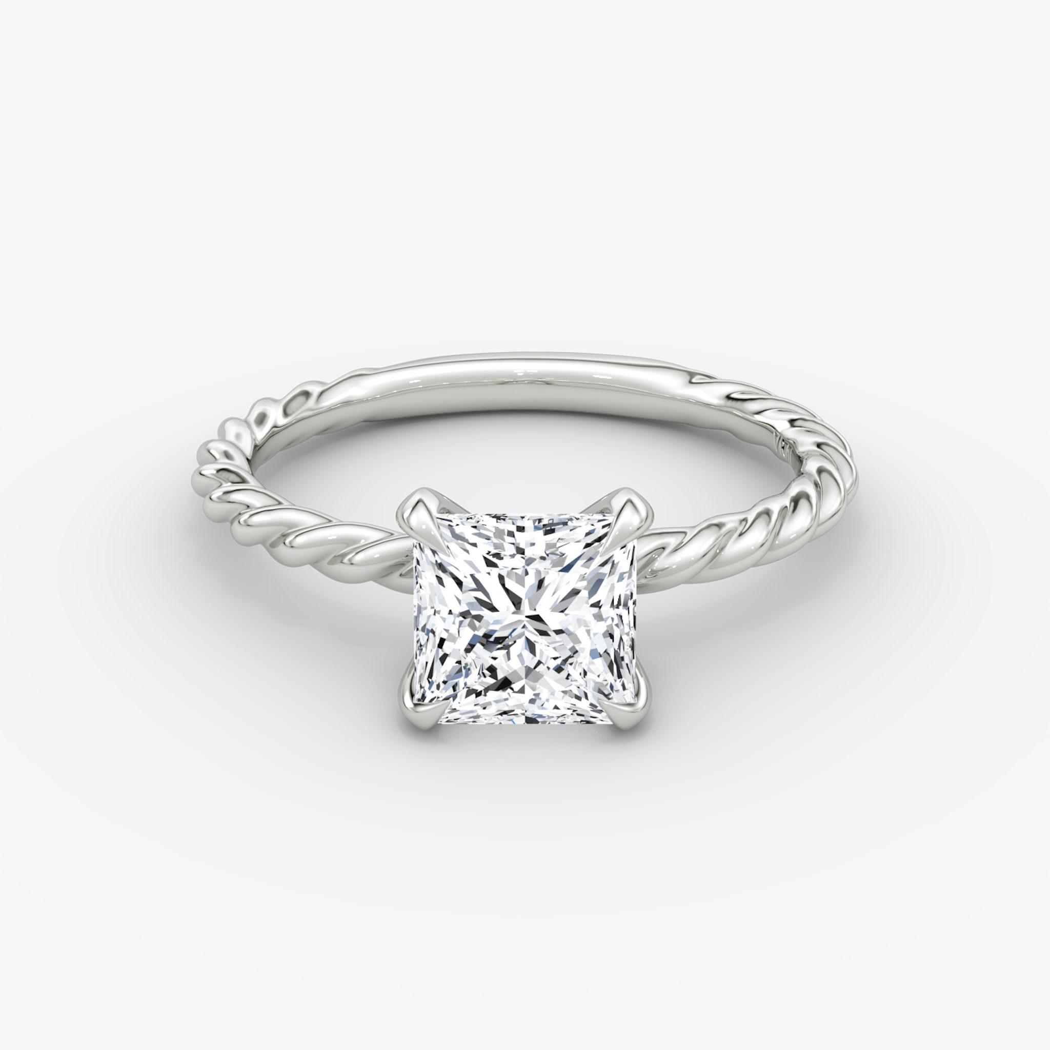 The Classic Rope | Princess | 18k | White Gold | bandAccent: Plain | diamondOrientation: vertical | caratWeight: other