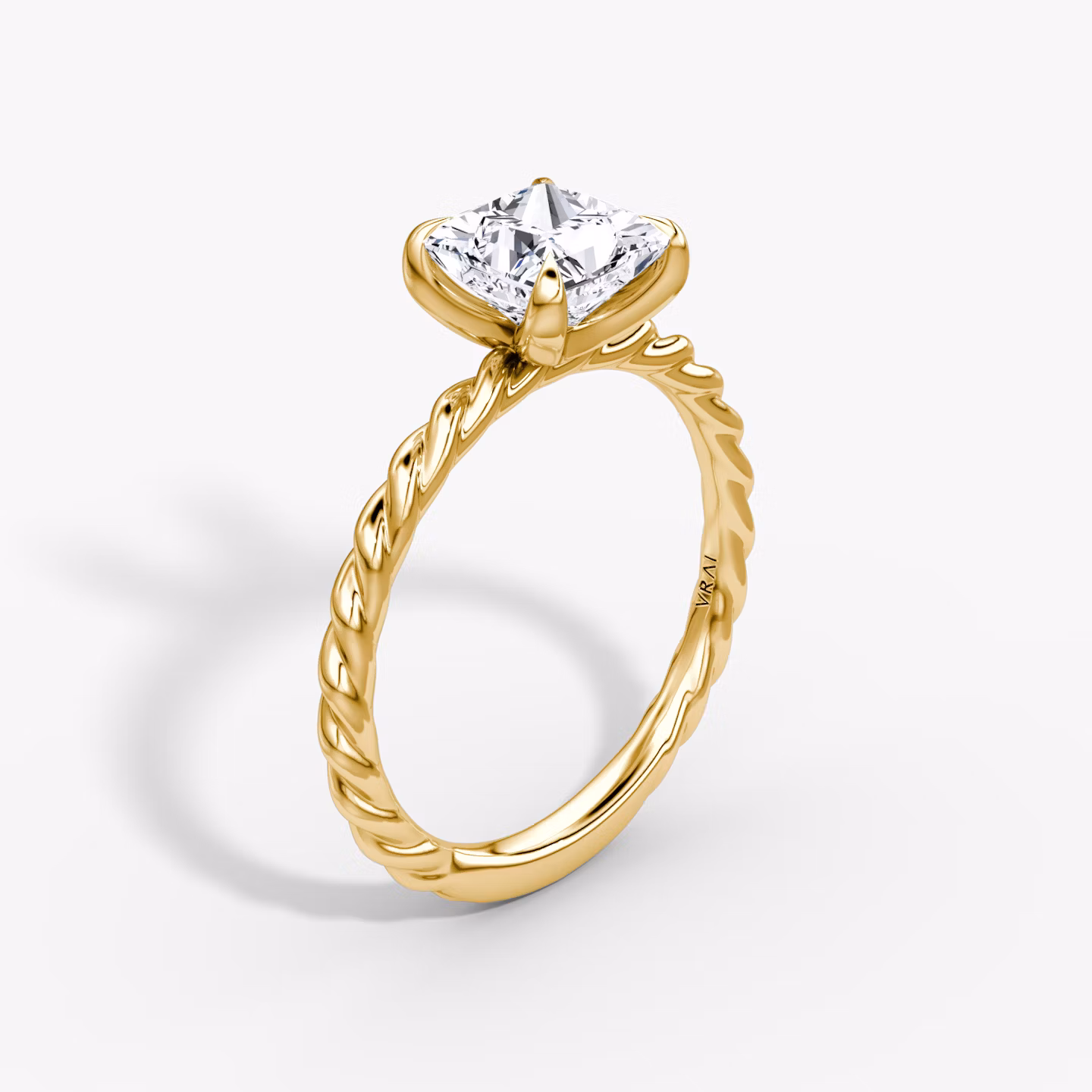 Anillo de compromiso Classic Rope | Princesa | 18k | Oro amarillo | bandAccent: Simple | diamondOrientation: vertical | caratWeight: other